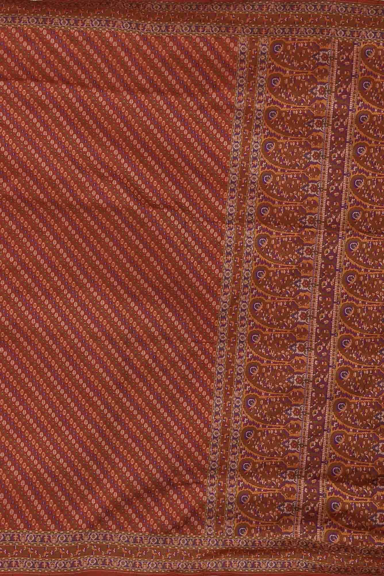 Orange Banarasi Tanchoi Silk Saree - Image 10
