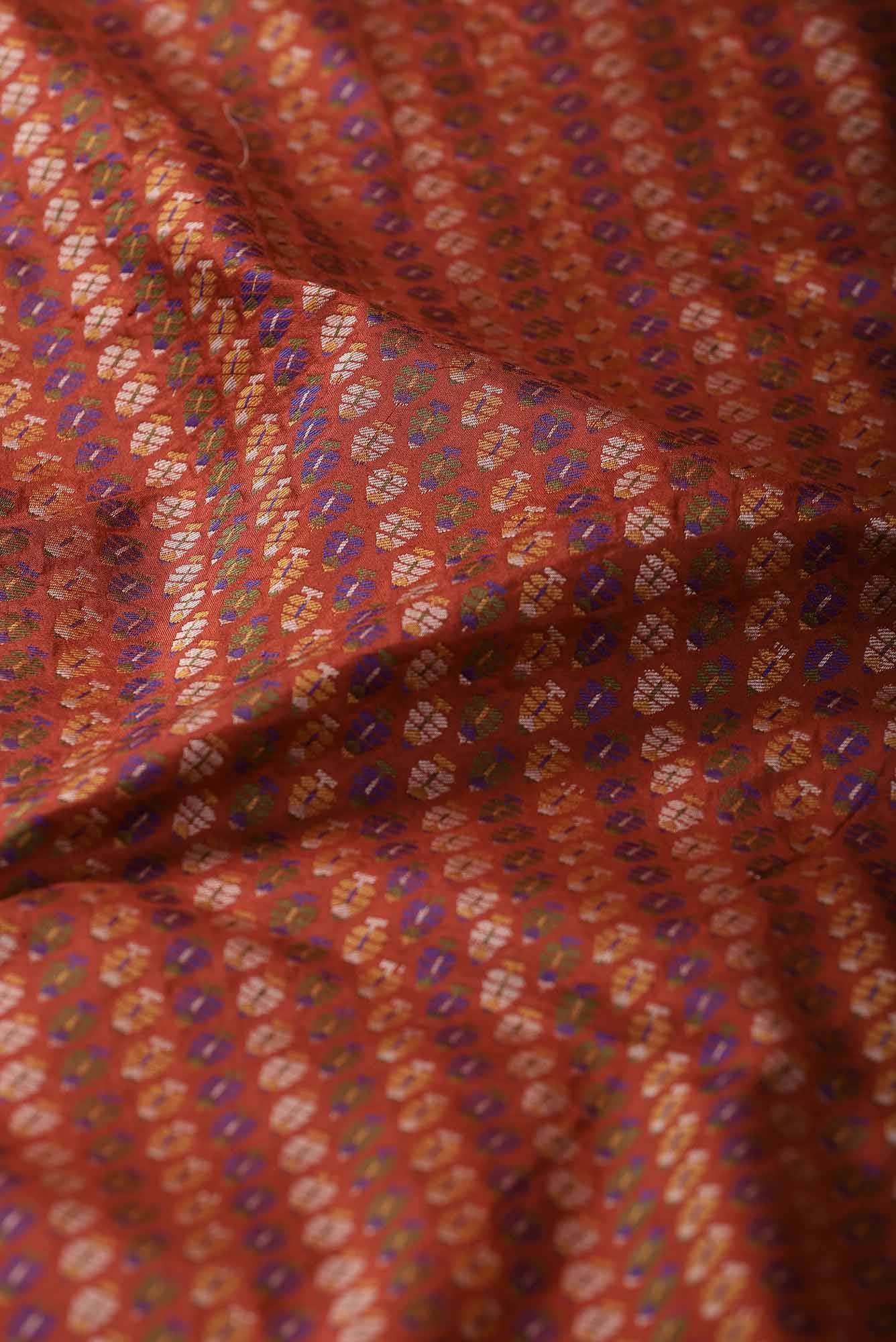 Orange Banarasi Tanchoi Silk Saree - Image 8
