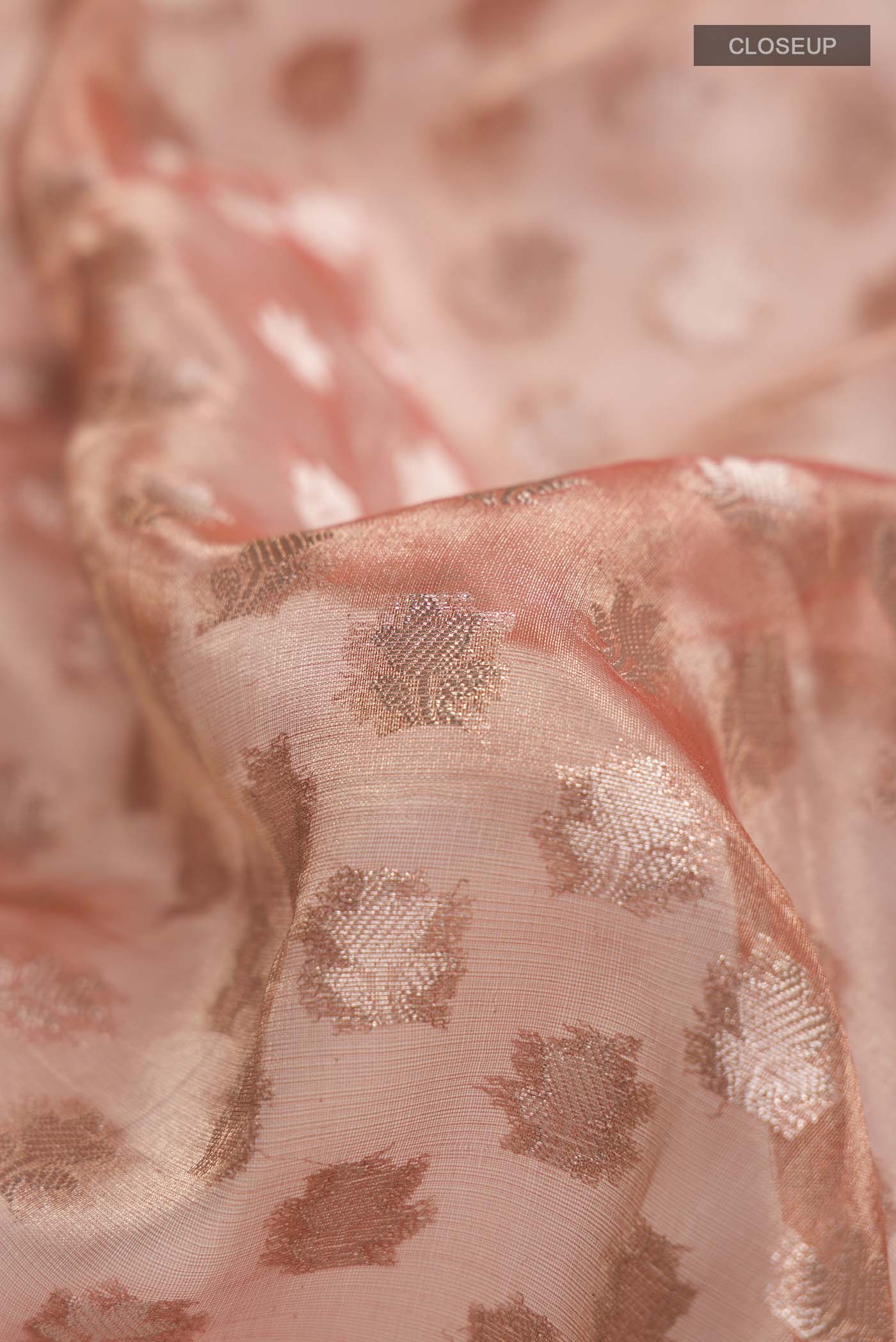 Orange Banarasi Tissue Silk Saree - Image 2