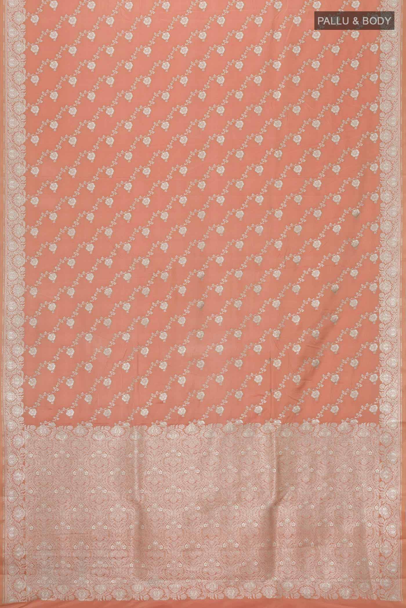 Orange Blended Banarasi Silk Saree - Image 3