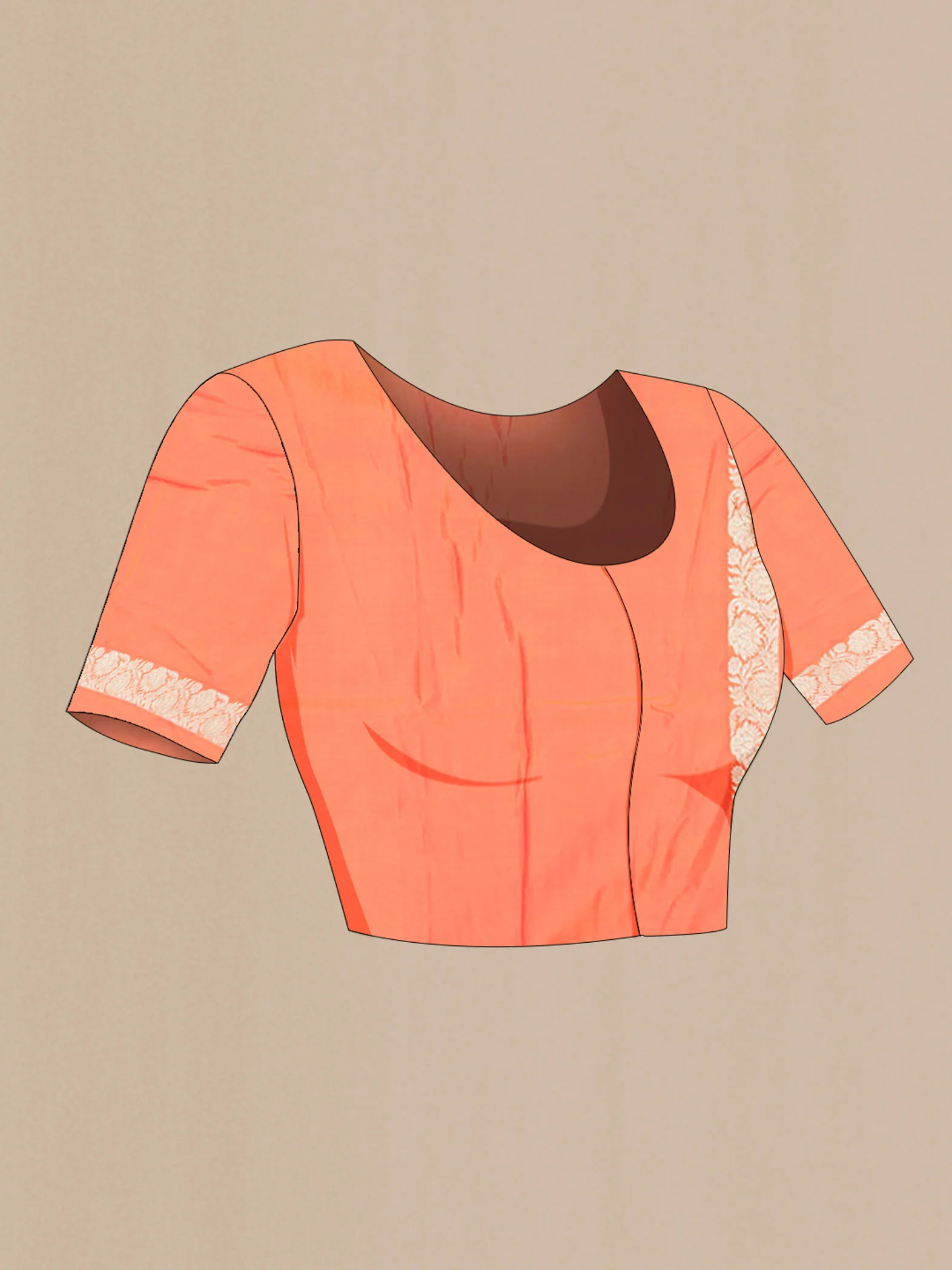 Orange Blended Banarasi Silk Saree - Image 2