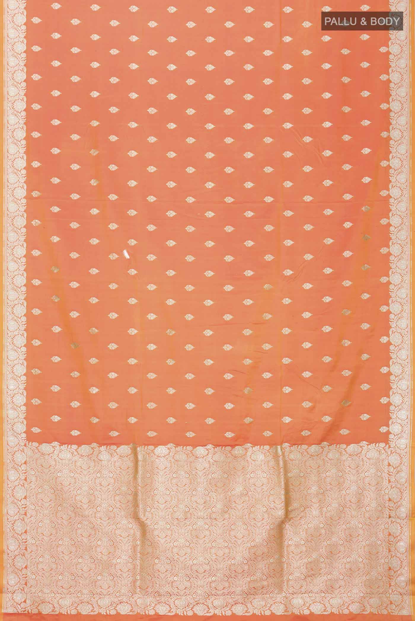 Orange Blended Banarasi Silk Saree - Image 3