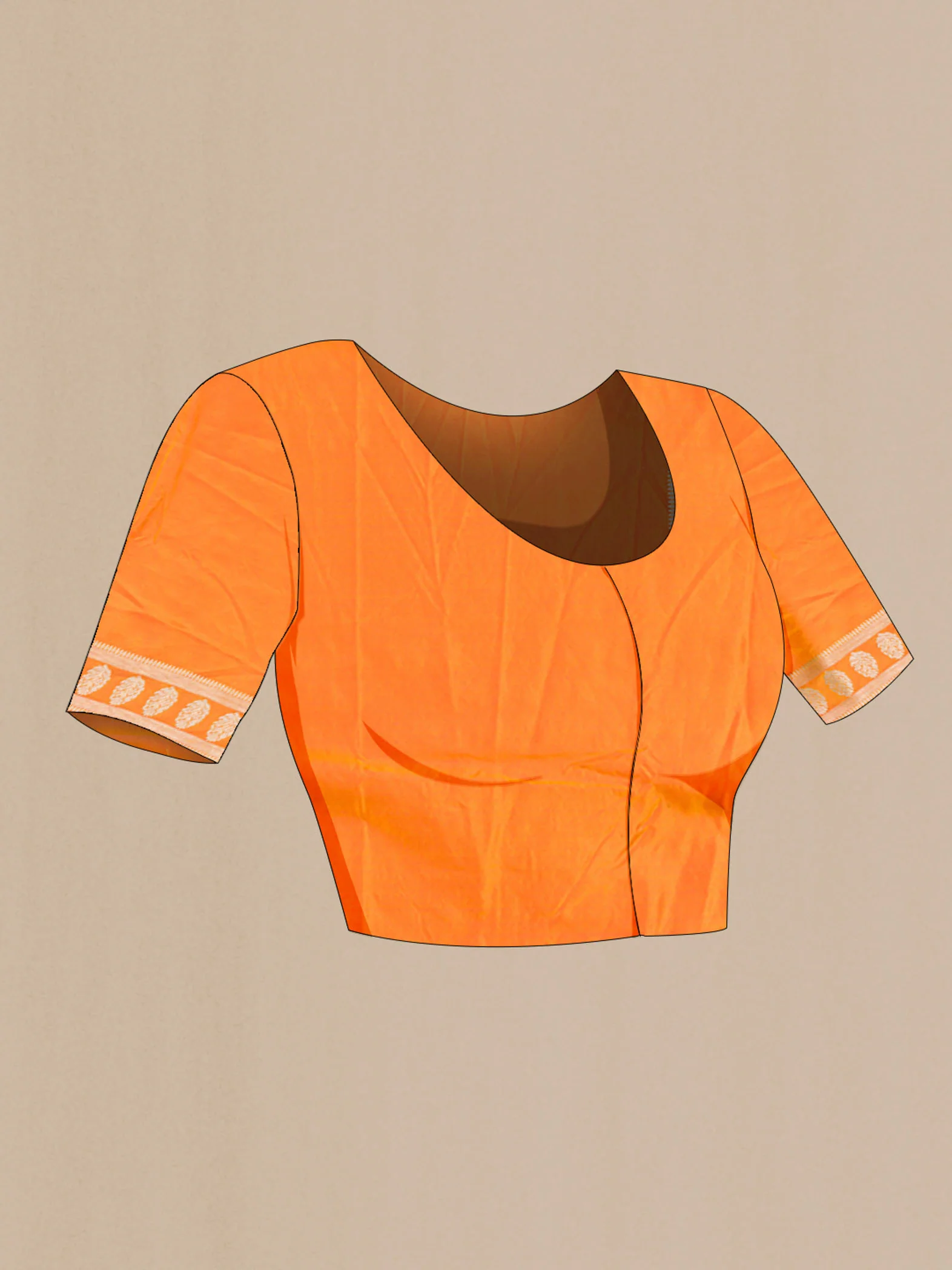 Orange Blended Banarasi Silk Saree - Image 2