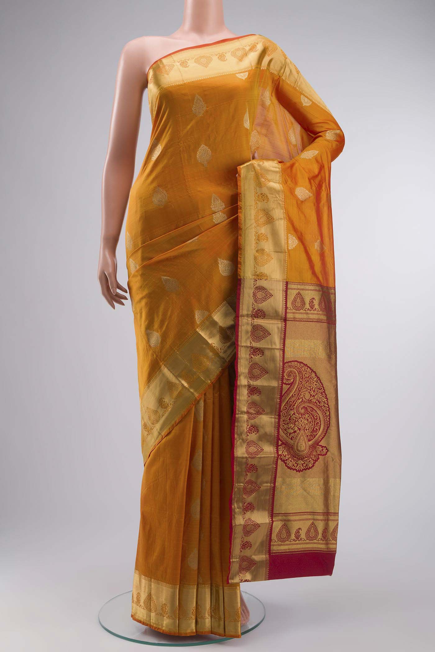 Orange Blended Bangalore Silk Saree