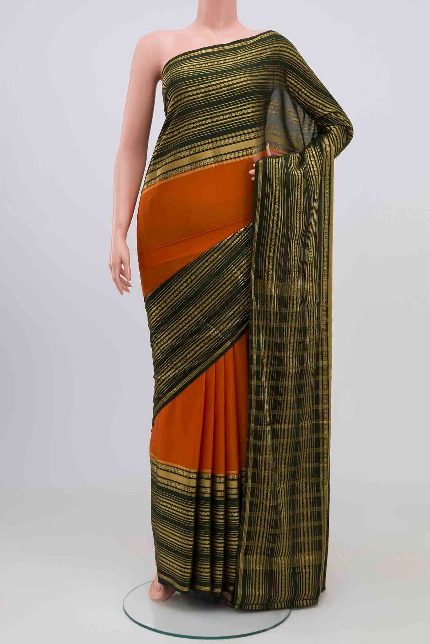 Orange Blended Crepe Saree