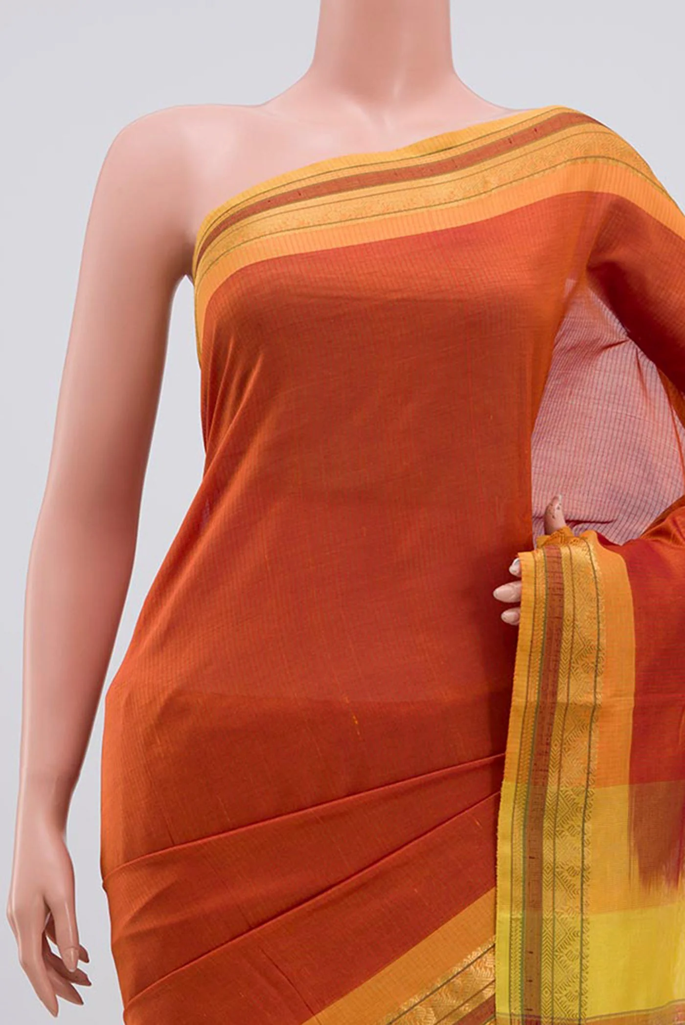 Orange Coimbatore Silk Cotton Saree - Image 2