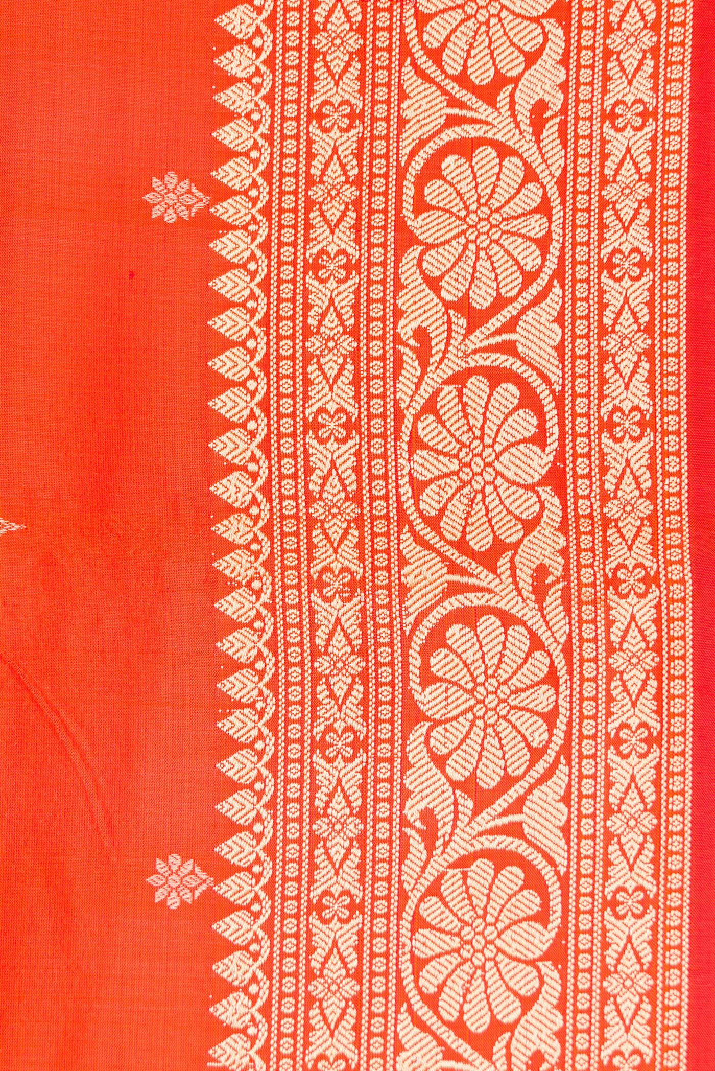 Orange Banarasi Katan Silk Saree - Image 3
