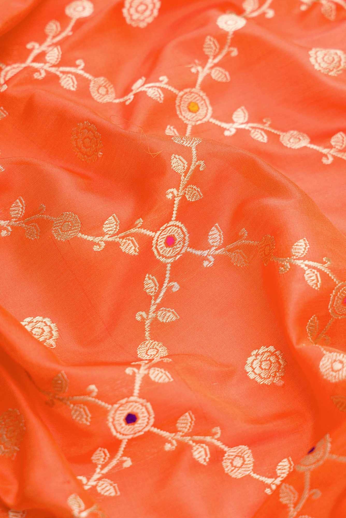 Orange Dual Tone Banarasi Silk Saree - Image 3