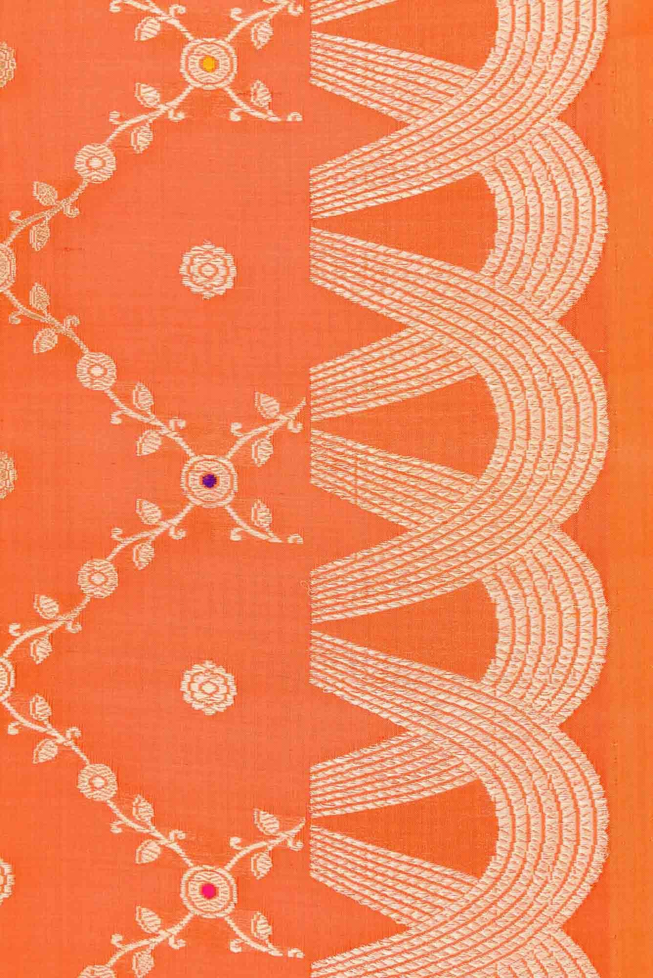 Orange Dual Tone Banarasi Silk Saree - Image 5