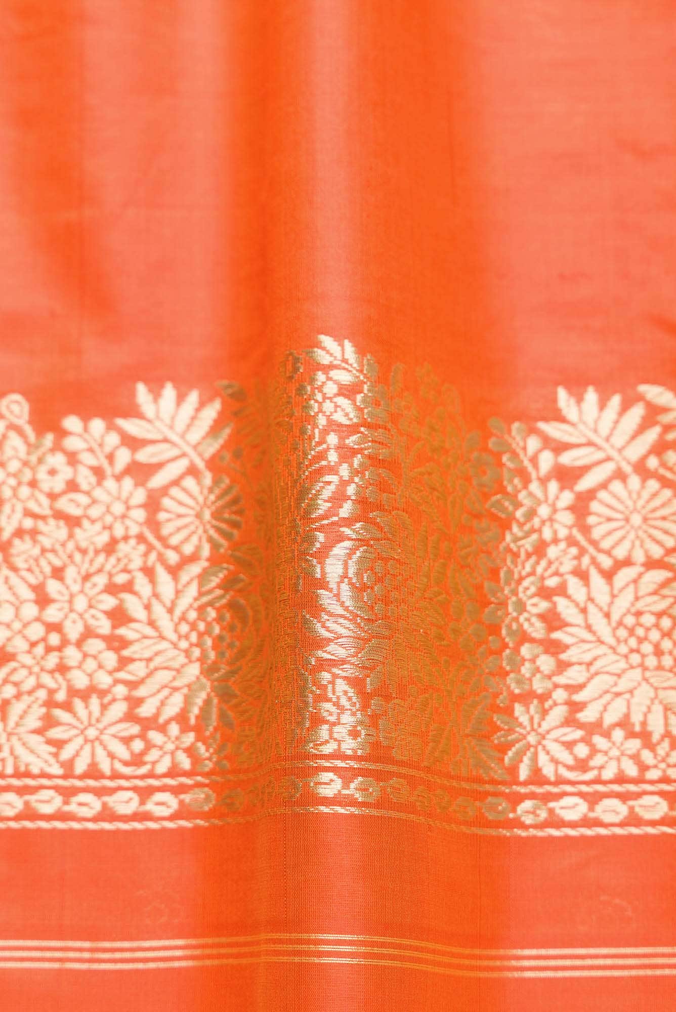 Orange Dual Tone Banarasi Silk Saree - Image 6