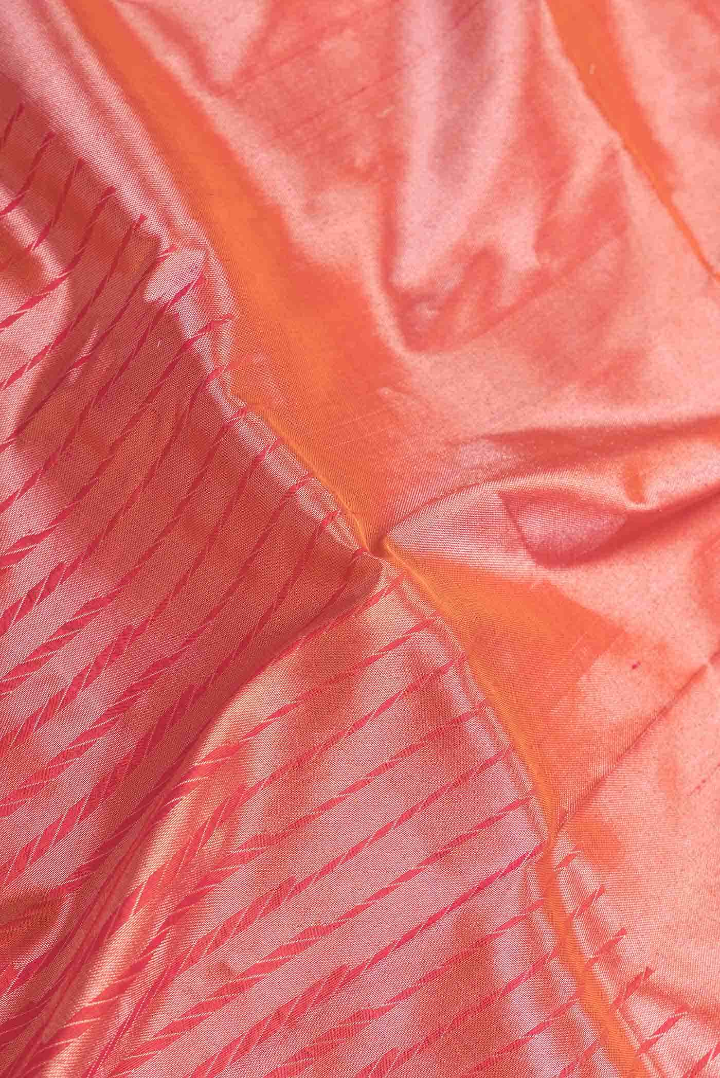 Orange Dual Tone Banarasi Silk Saree - Image 3