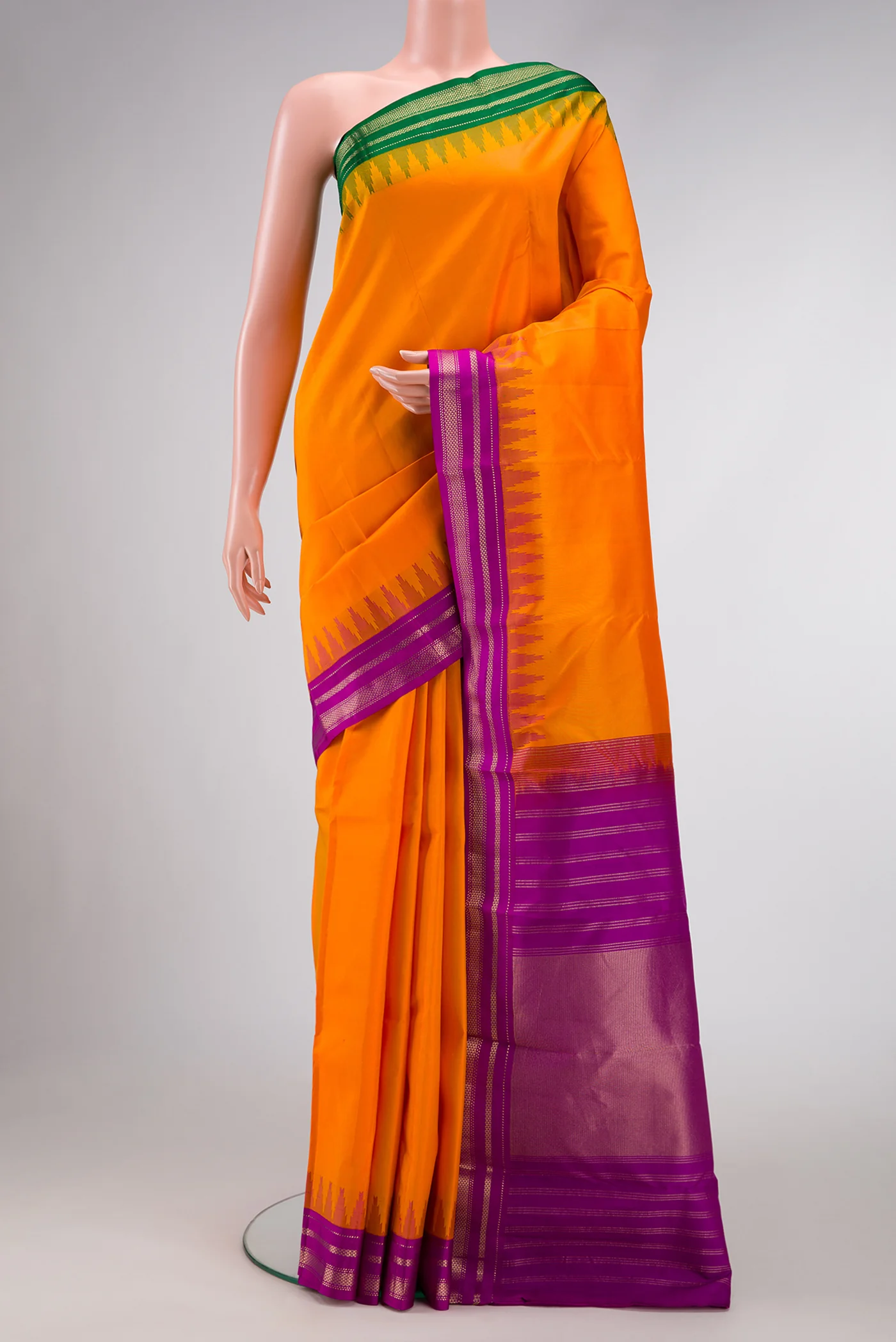Orange Dual Tone Bangalore Silk Saree
