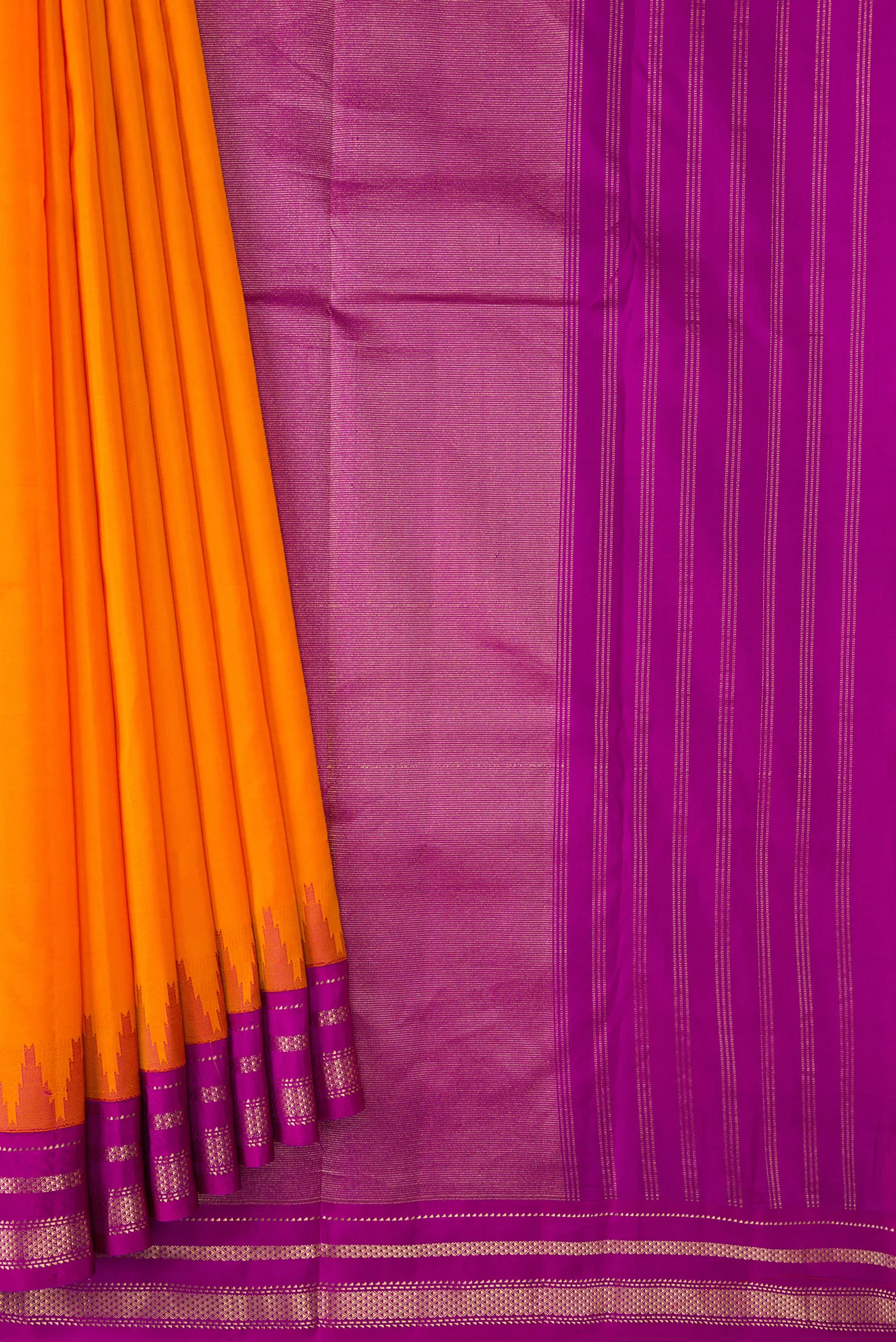 Orange Dual Tone Bangalore Silk Saree - Image 4