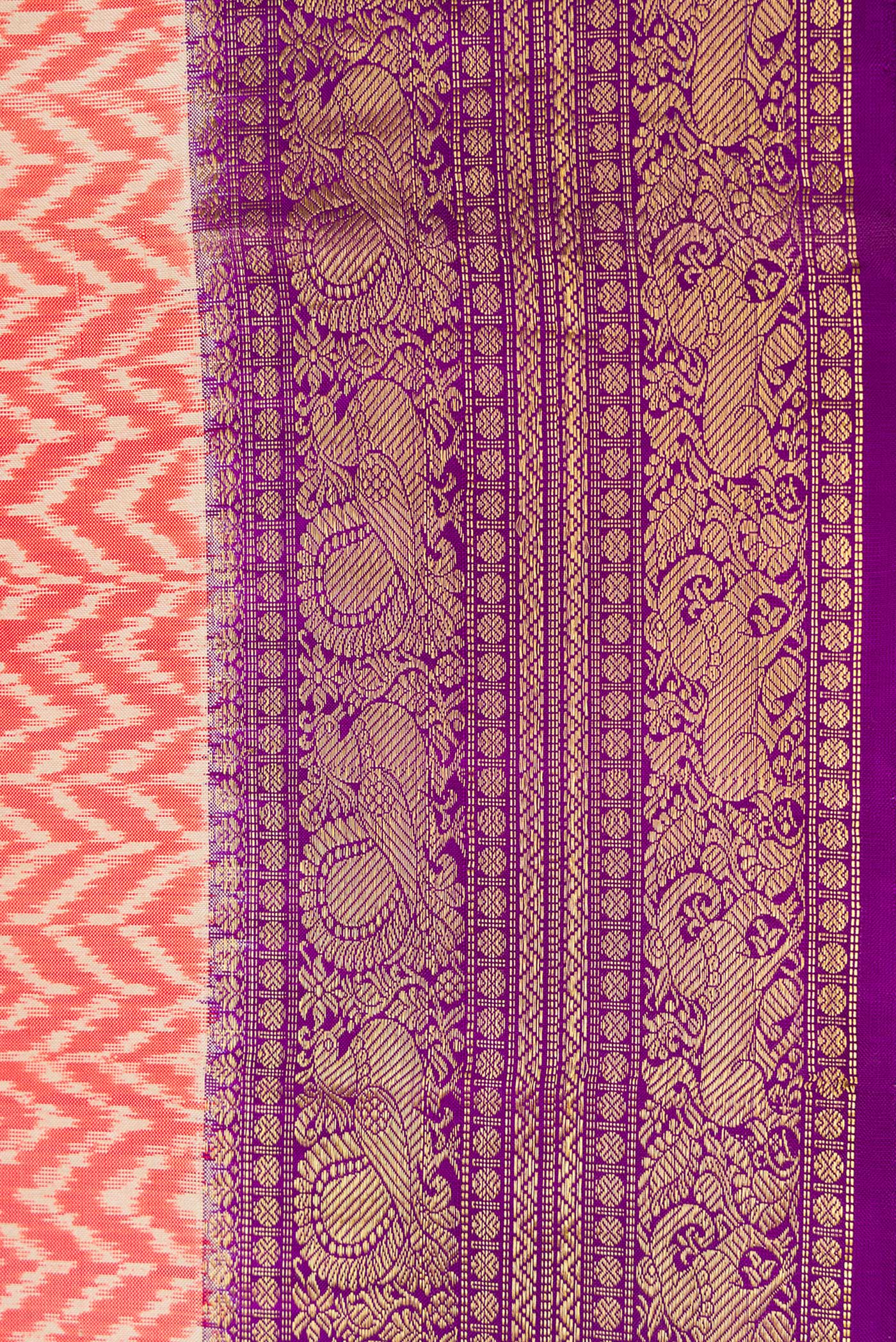 Coral Double Ikat Saree - Image 3