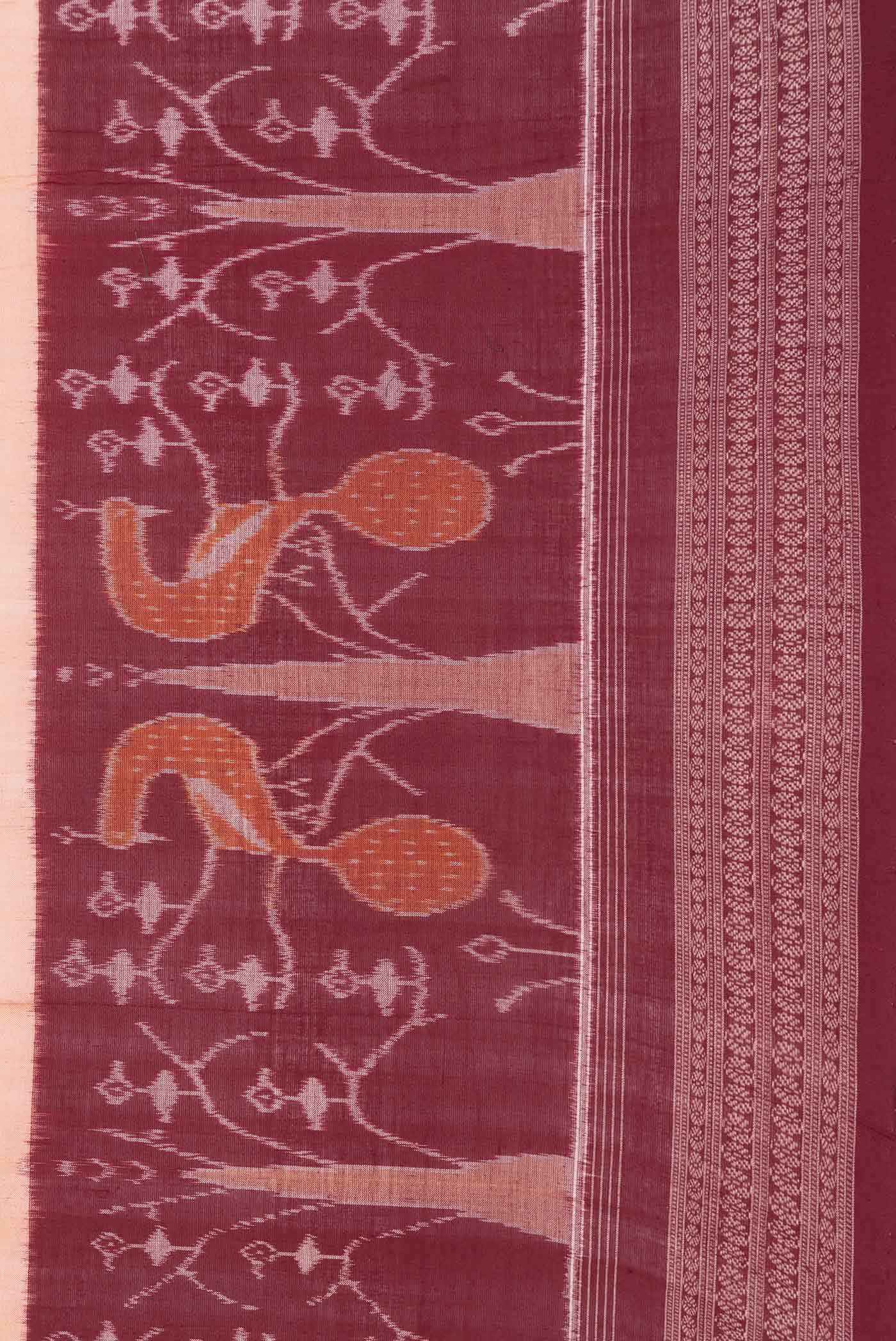 Orange Dual Tone Double Ikat Saree - Image 3