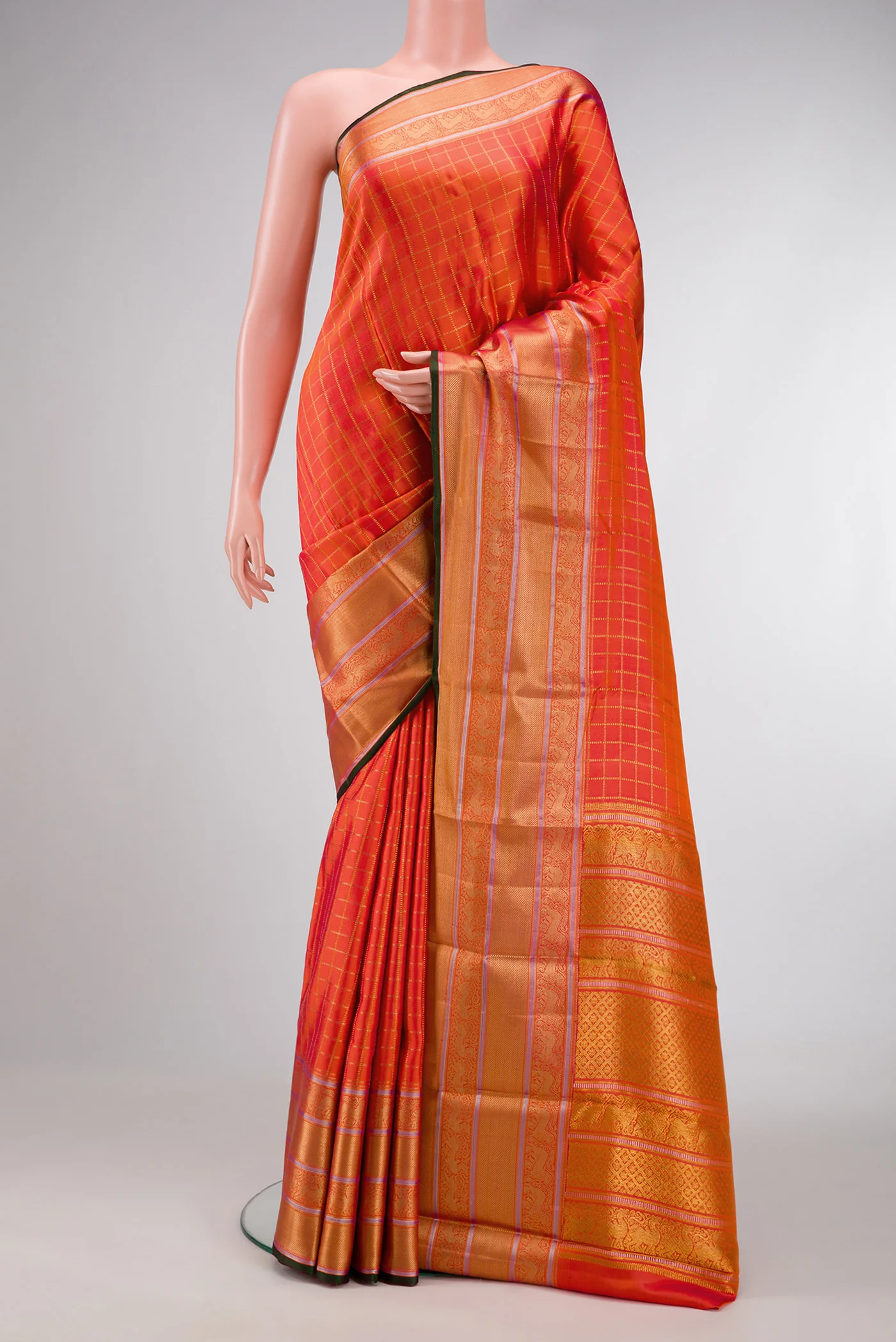 Orange Double Ikat Saree