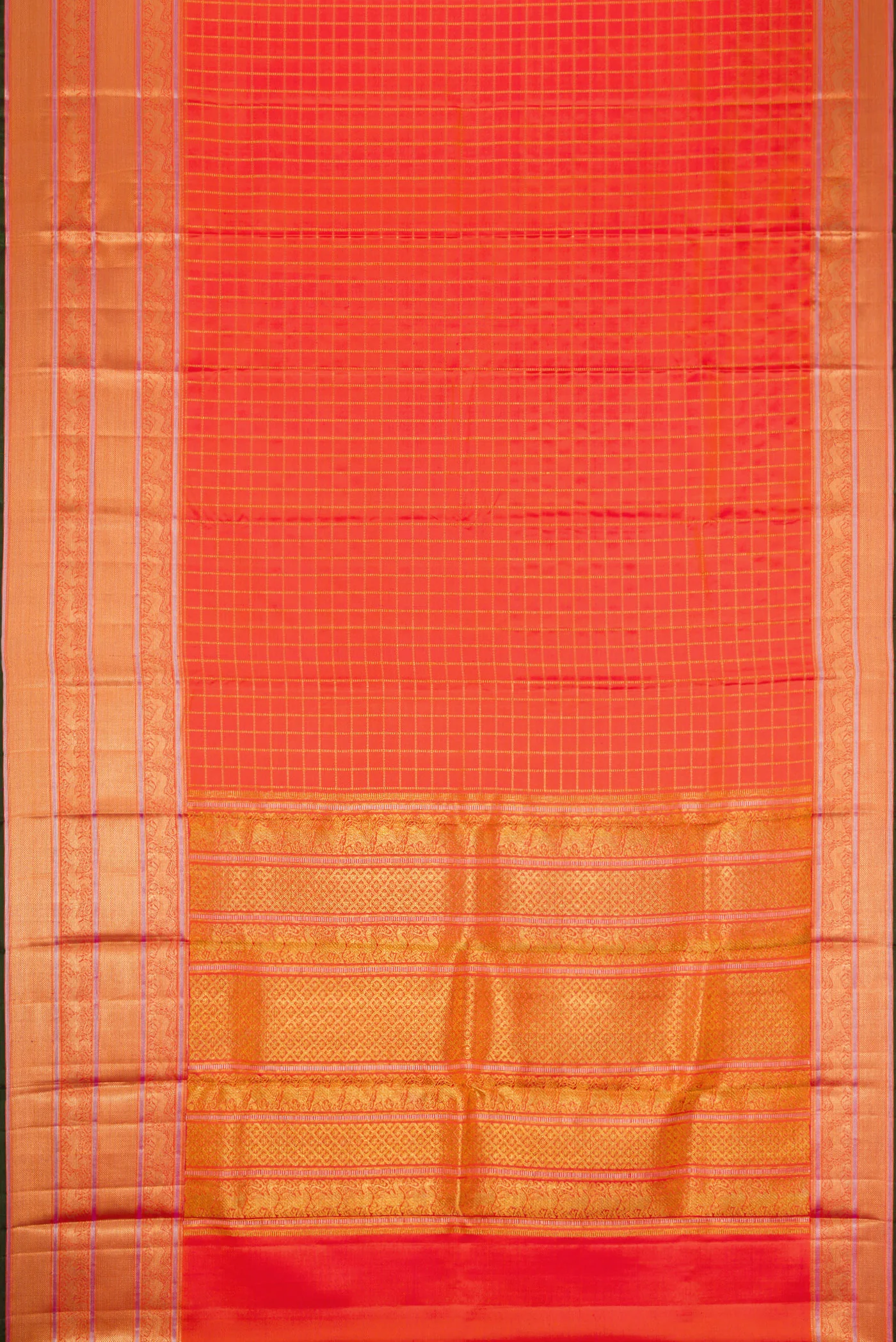 Orange Double Ikat Saree - Image 6
