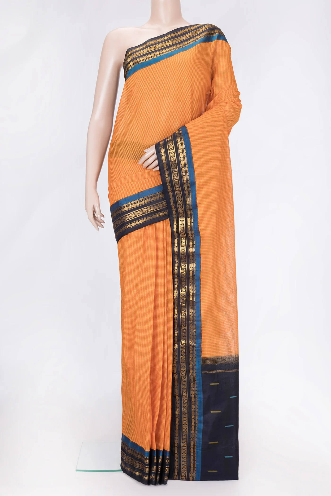 Orange Gadwal cotton Saree
