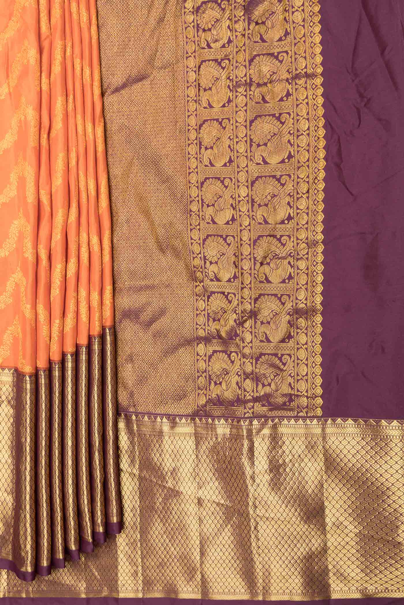 Orange Dual Tone Kanjivaram Saree - Image 4