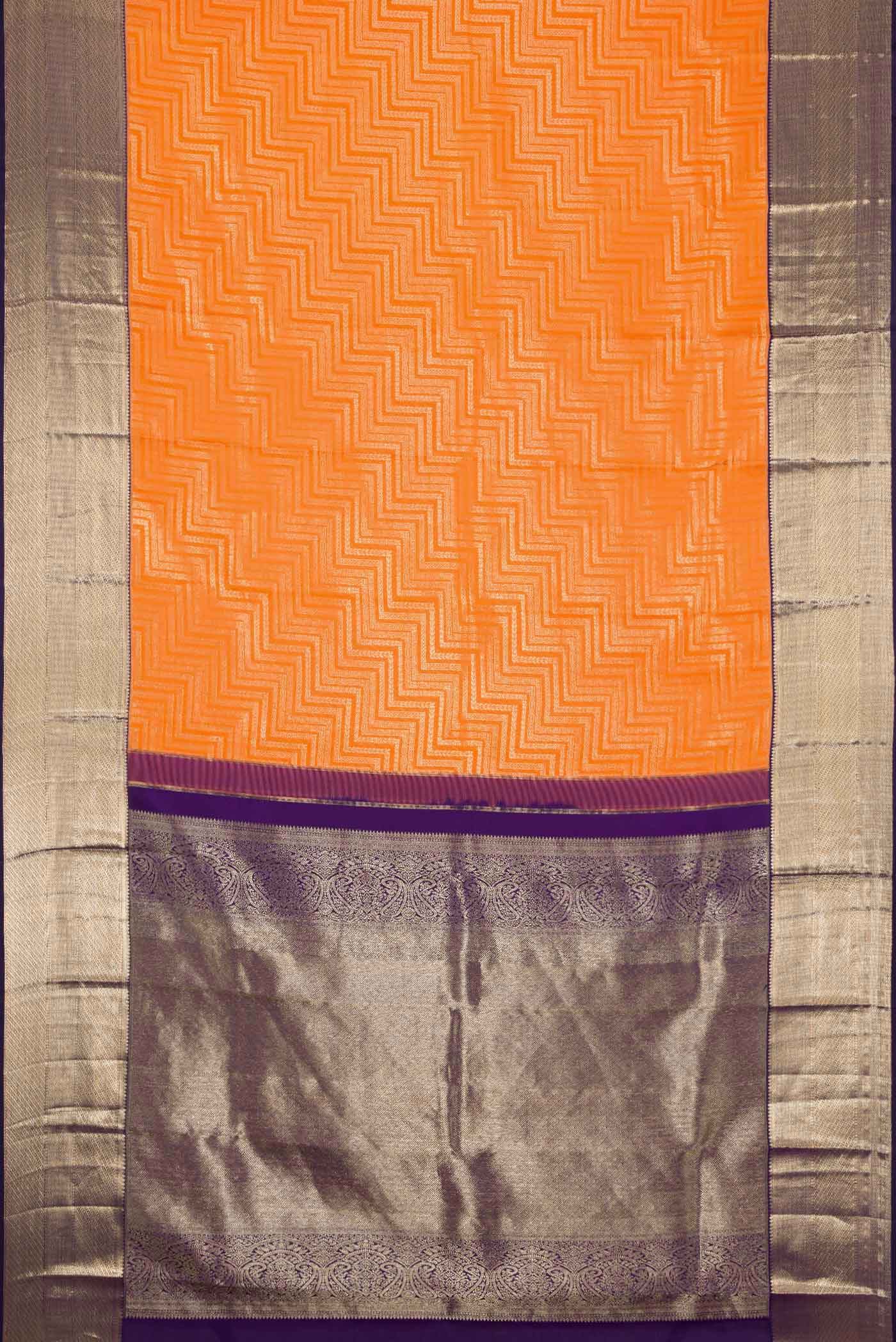 Orange Kanchipuram Silk Saree - Image 6