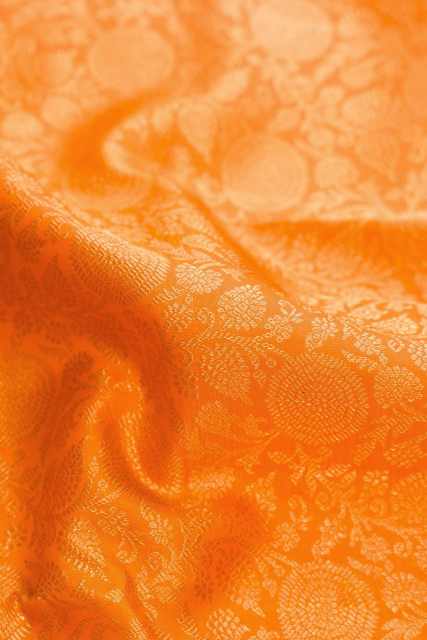 Orange Kanchipuram Silk Saree - Image 2