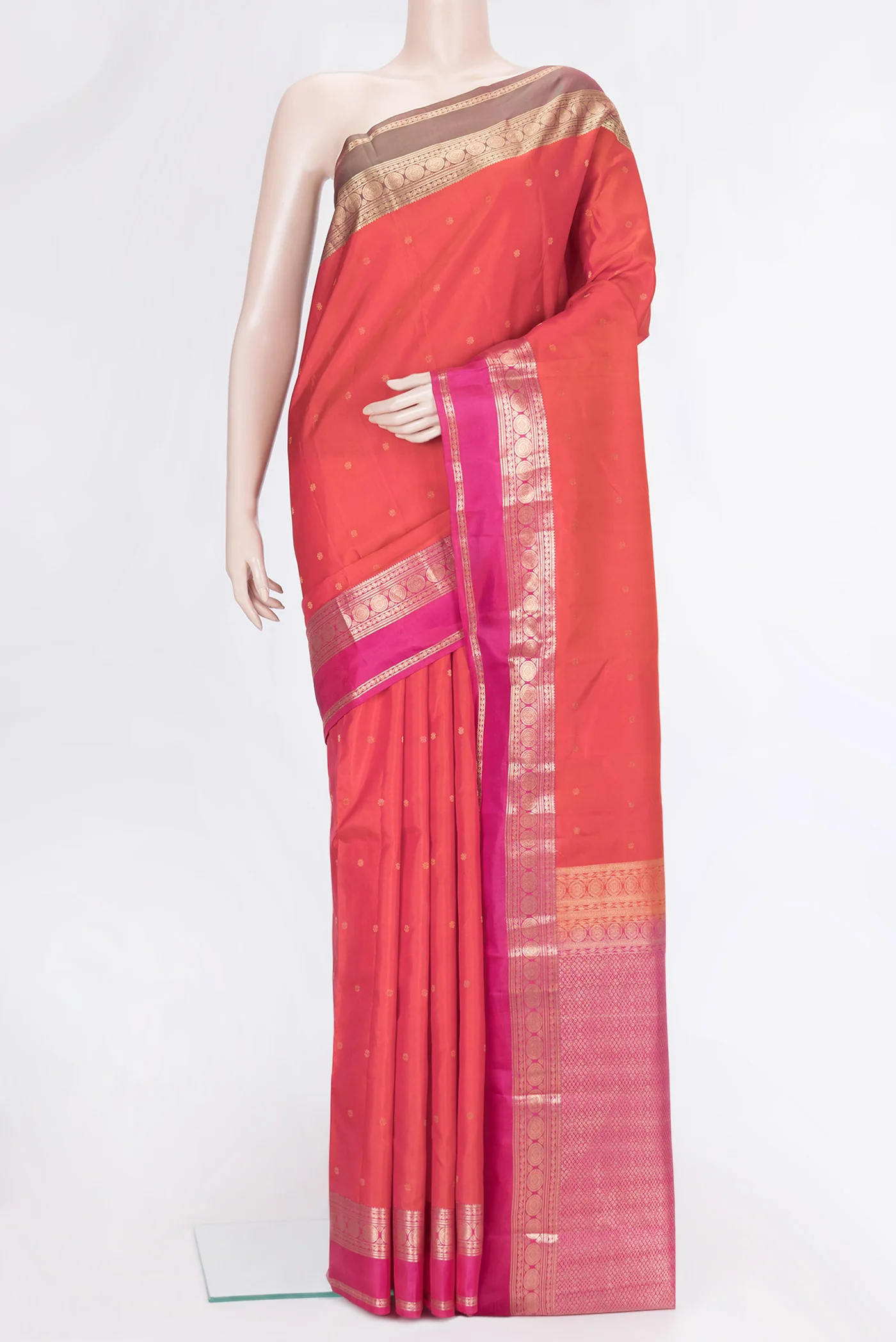Orange Kanchipuram Silk Saree