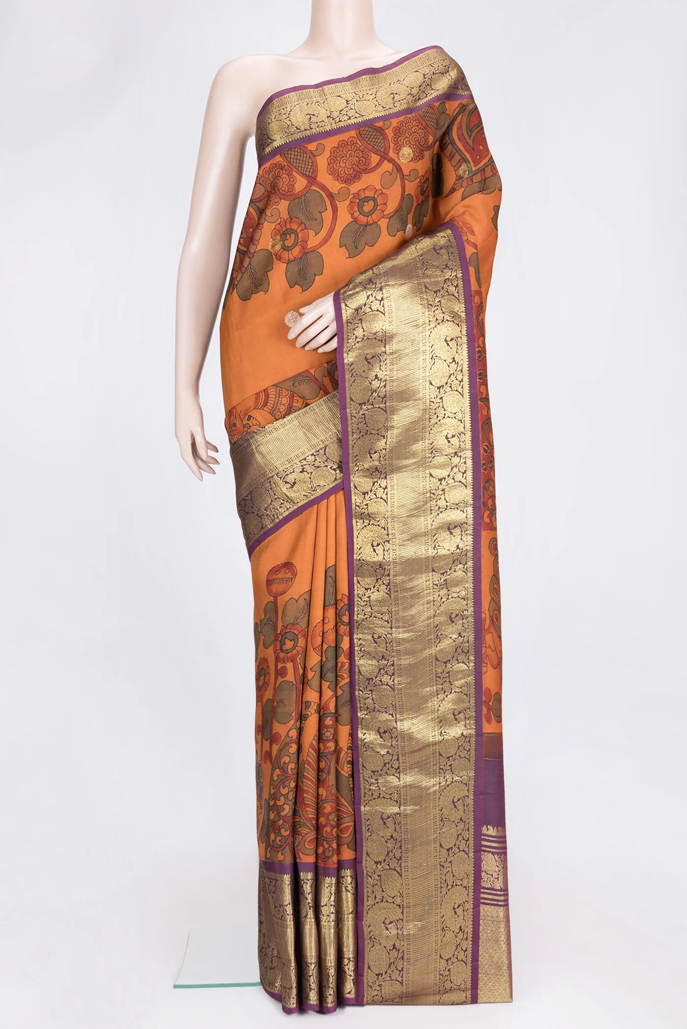 Rust Kanchipuram Silk Saree