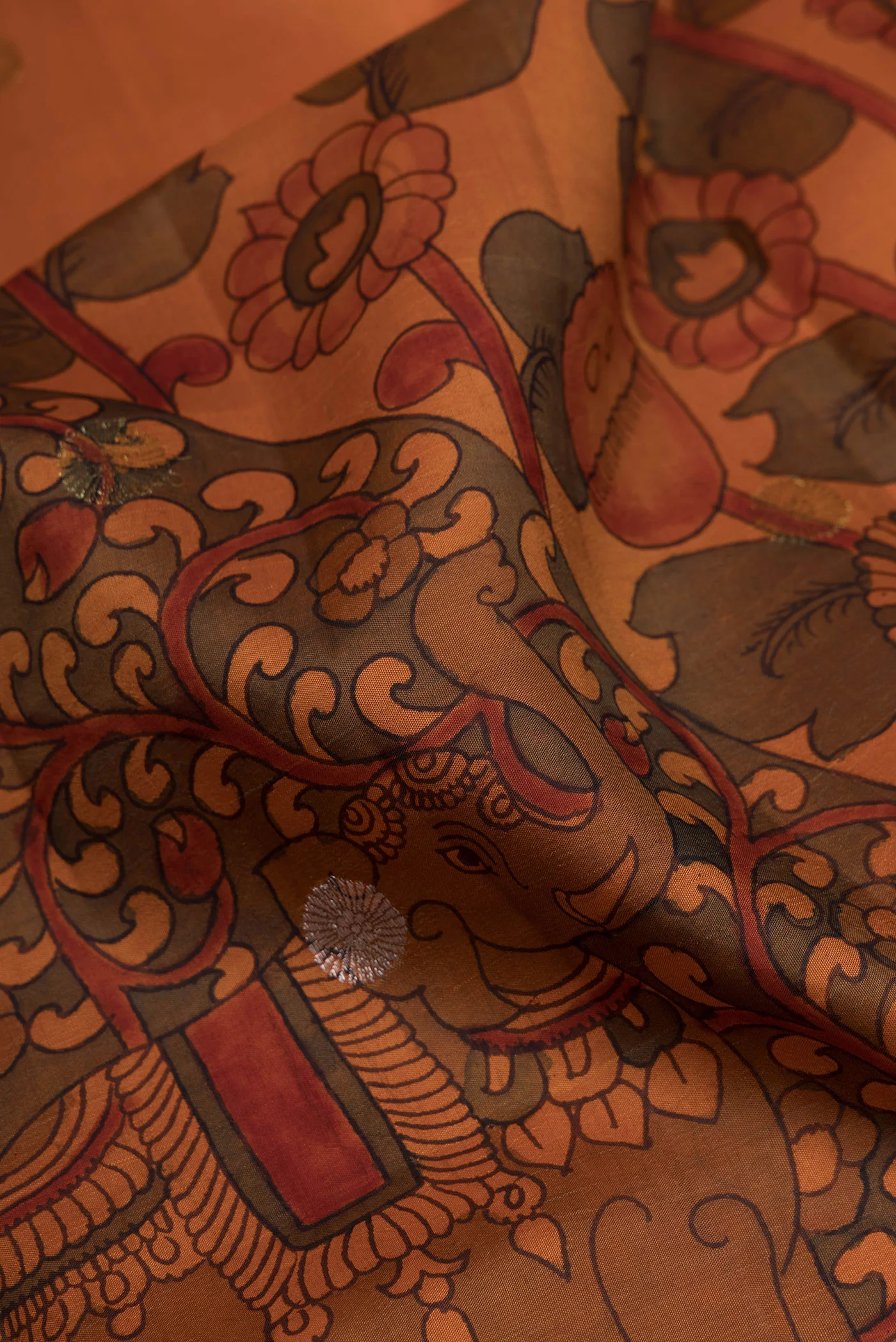 Rust Kanchipuram Silk Saree - Image 2