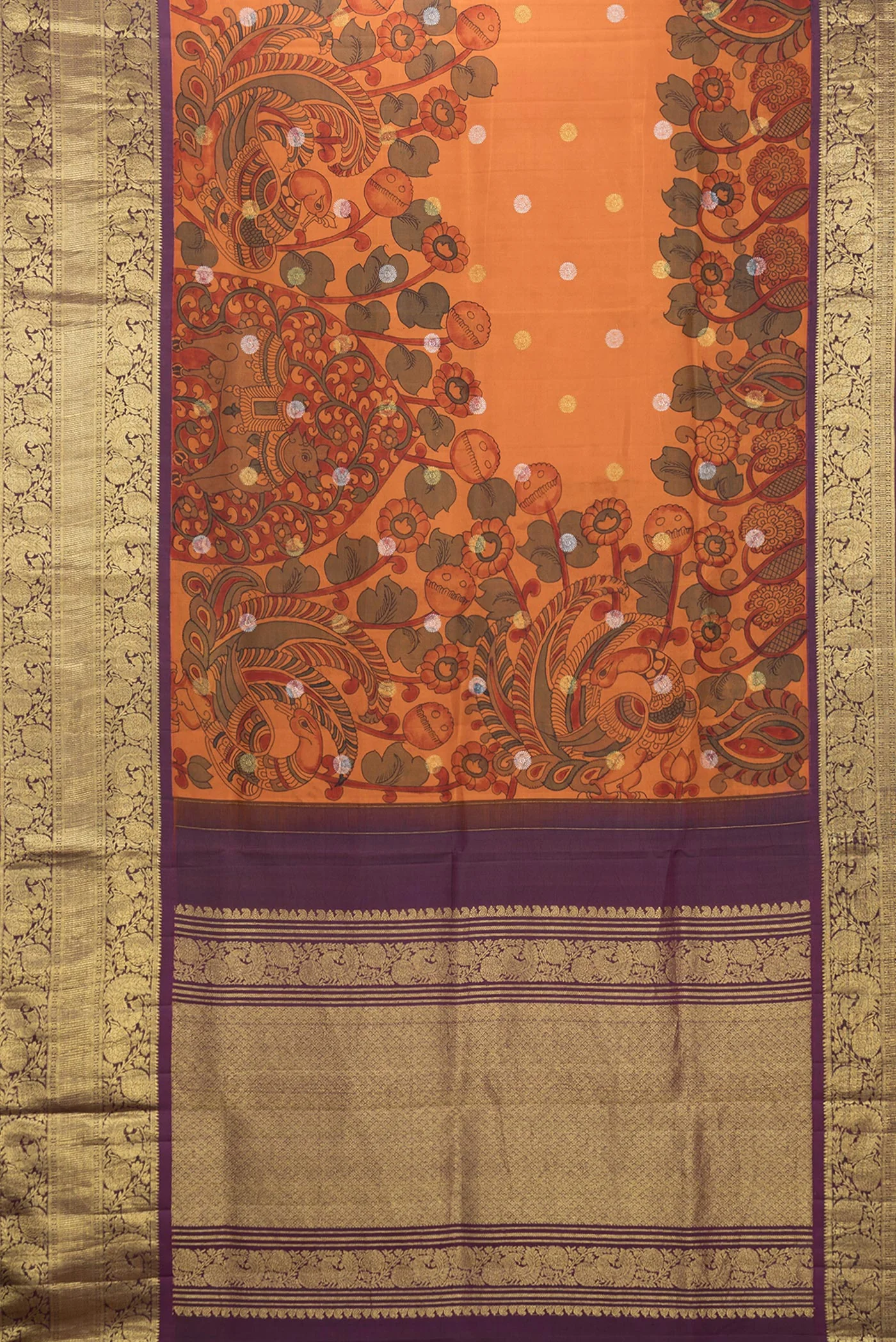 Rust Kanchipuram Silk Saree - Image 6
