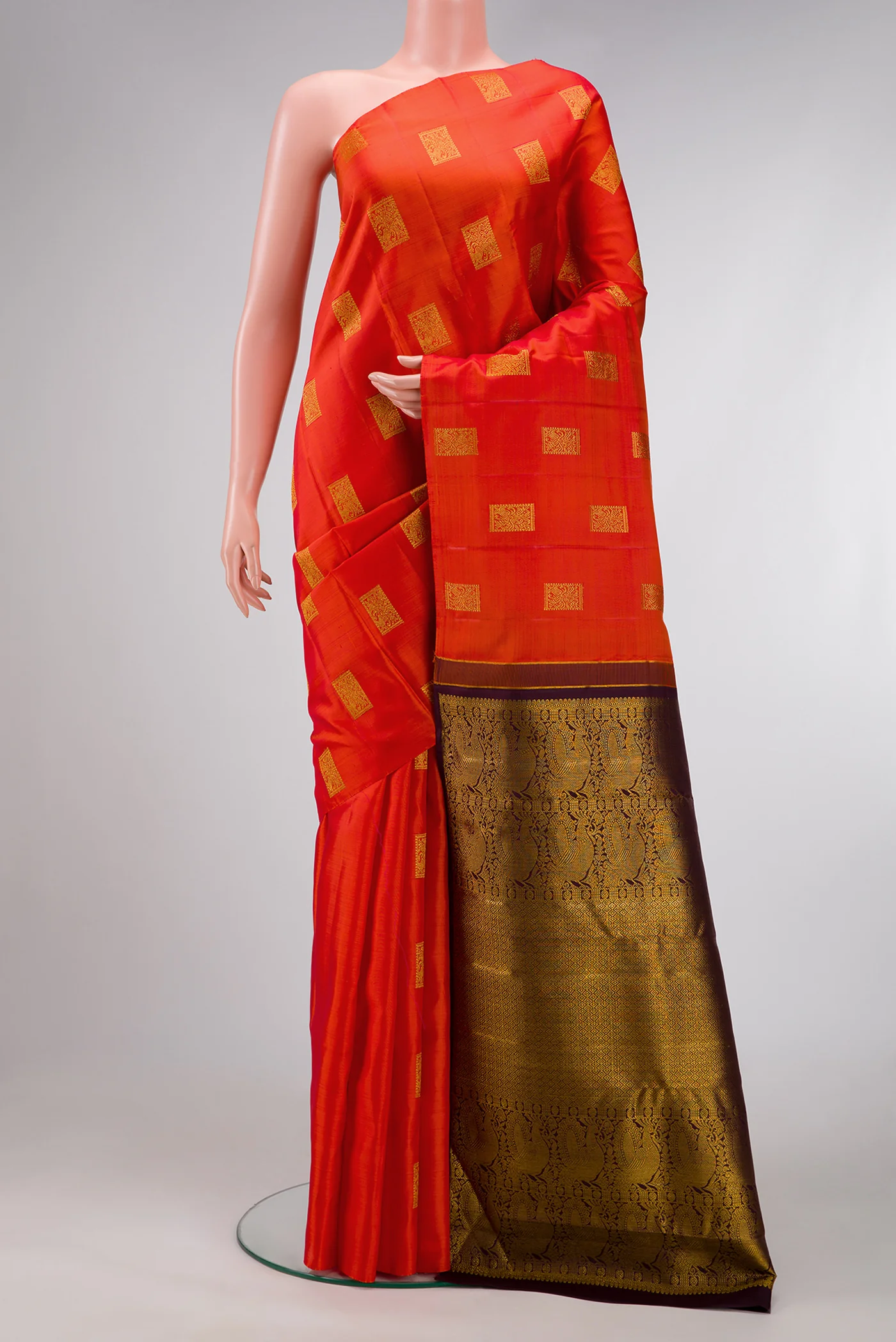 Orange Kanchipuram Silk Saree