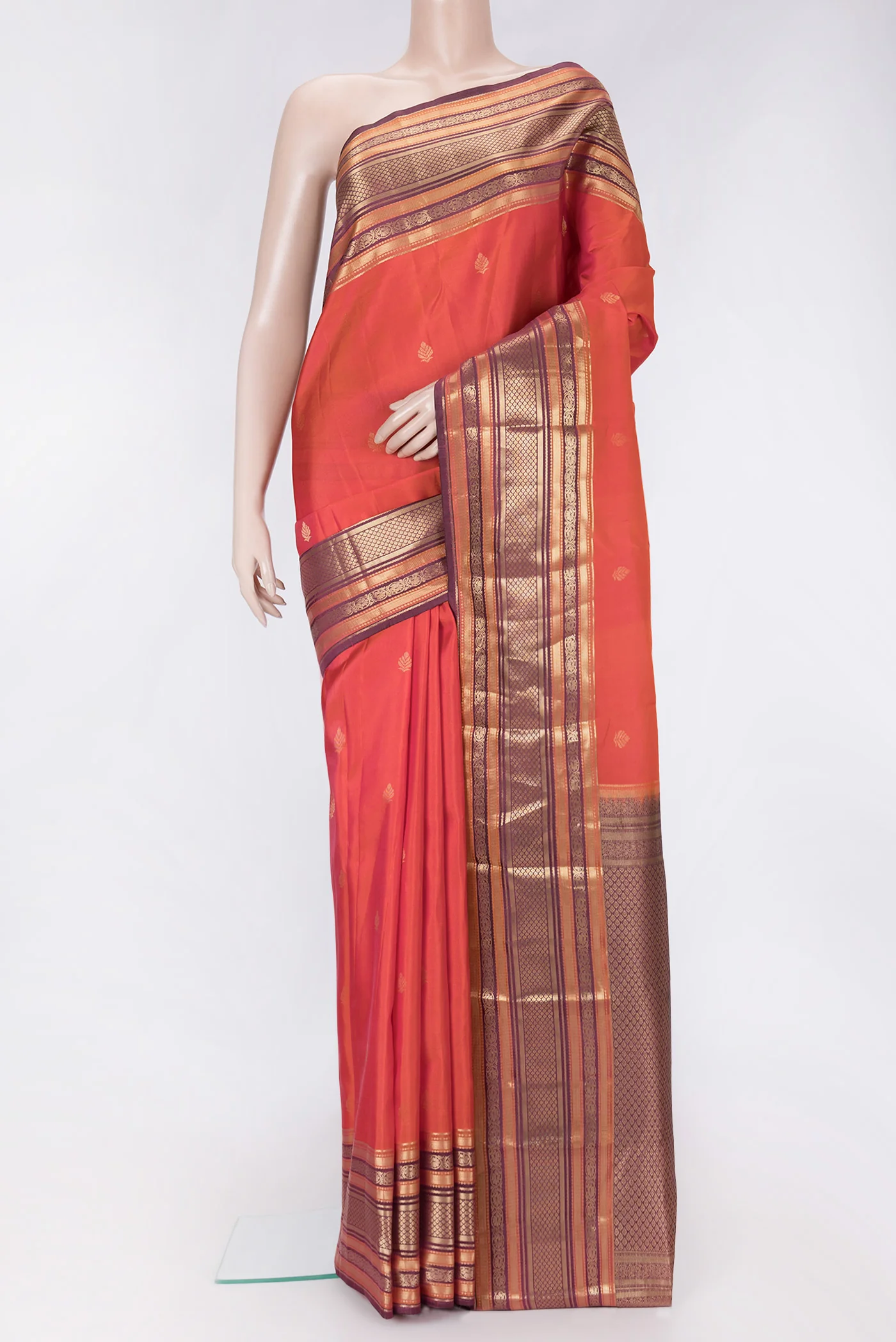 Orange Kanchipuram Silk Saree