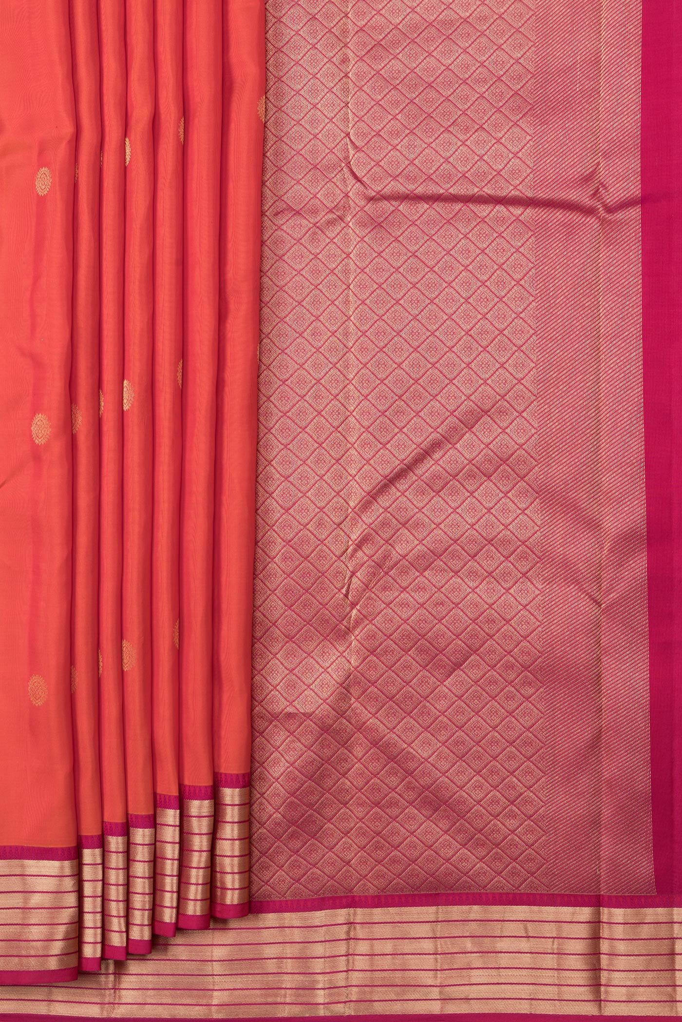 Orange Kanchipuram Silk Saree - Image 4