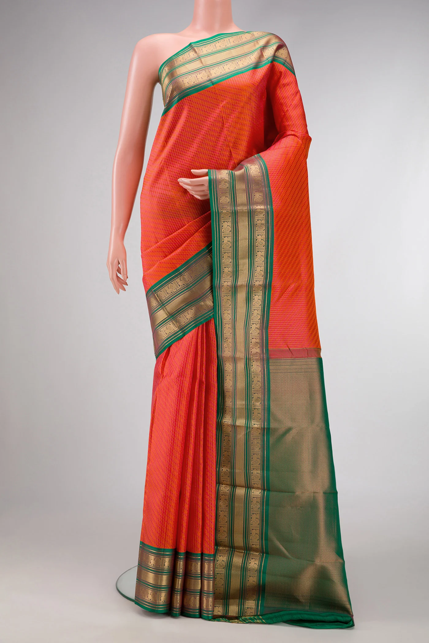 Orange Kanchipuram Silk Saree