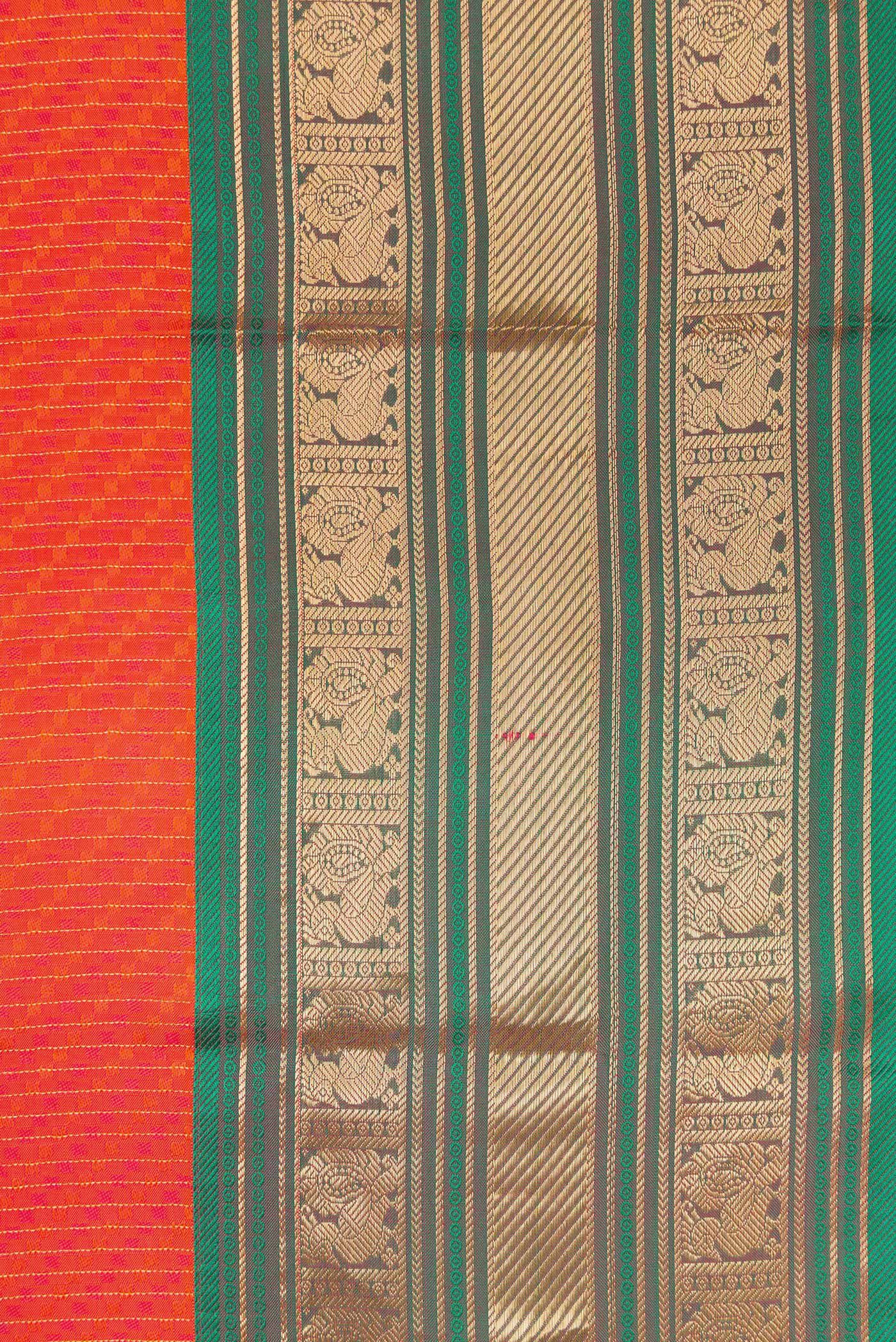 Orange Kanchipuram Silk Saree - Image 3