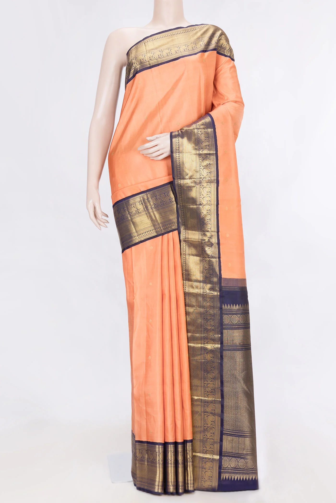 Orange Dual Tone Kanjivaram Silk Saree