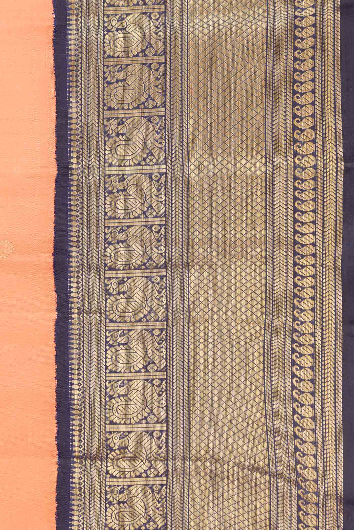 Orange Dual Tone Kanjivaram Silk Saree - Image 3