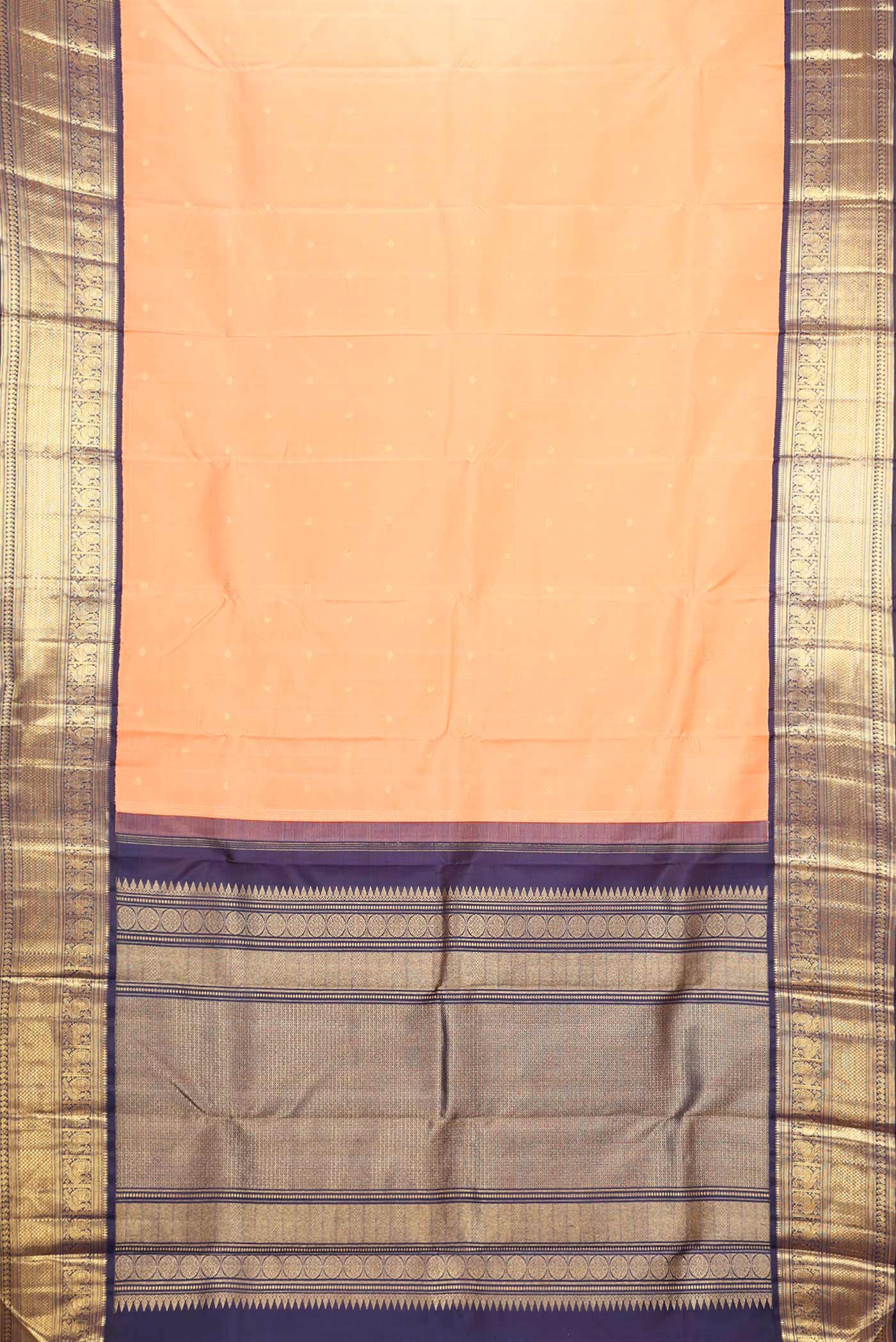 Orange Dual Tone Kanjivaram Silk Saree - Image 6