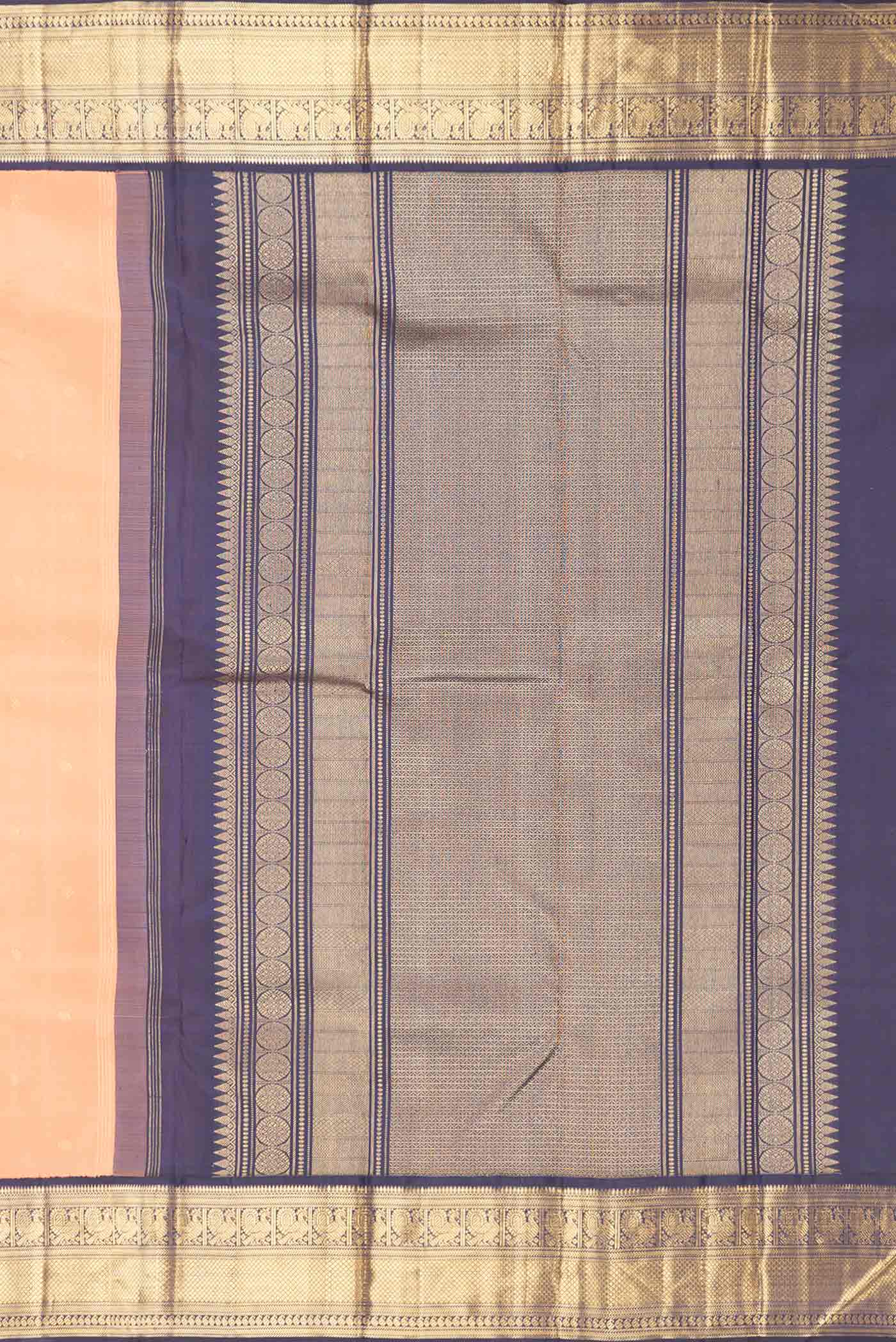 Orange Dual Tone Kanjivaram Silk Saree - Image 7