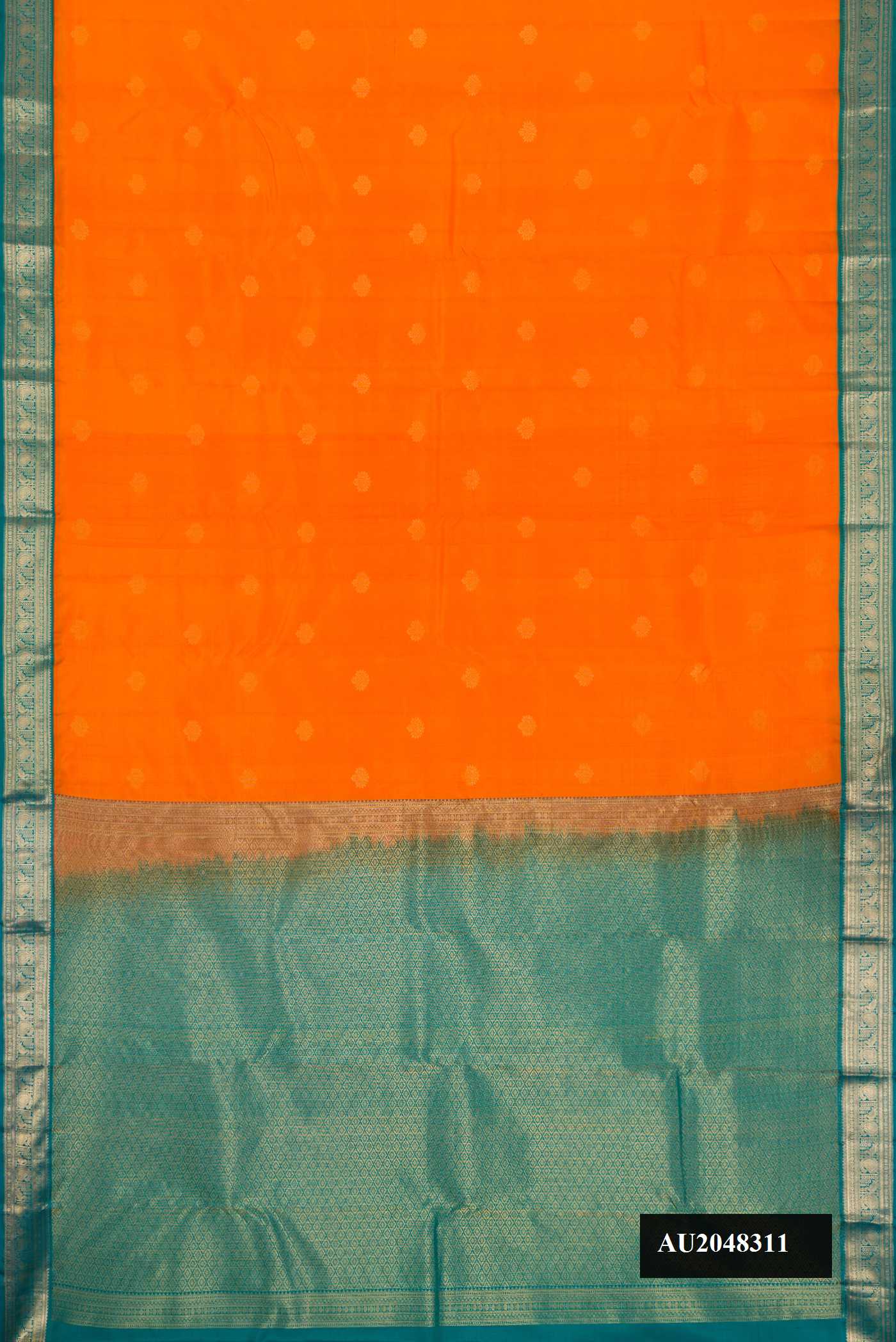 Orange Dual Tone Kanchipuram Silk Saree