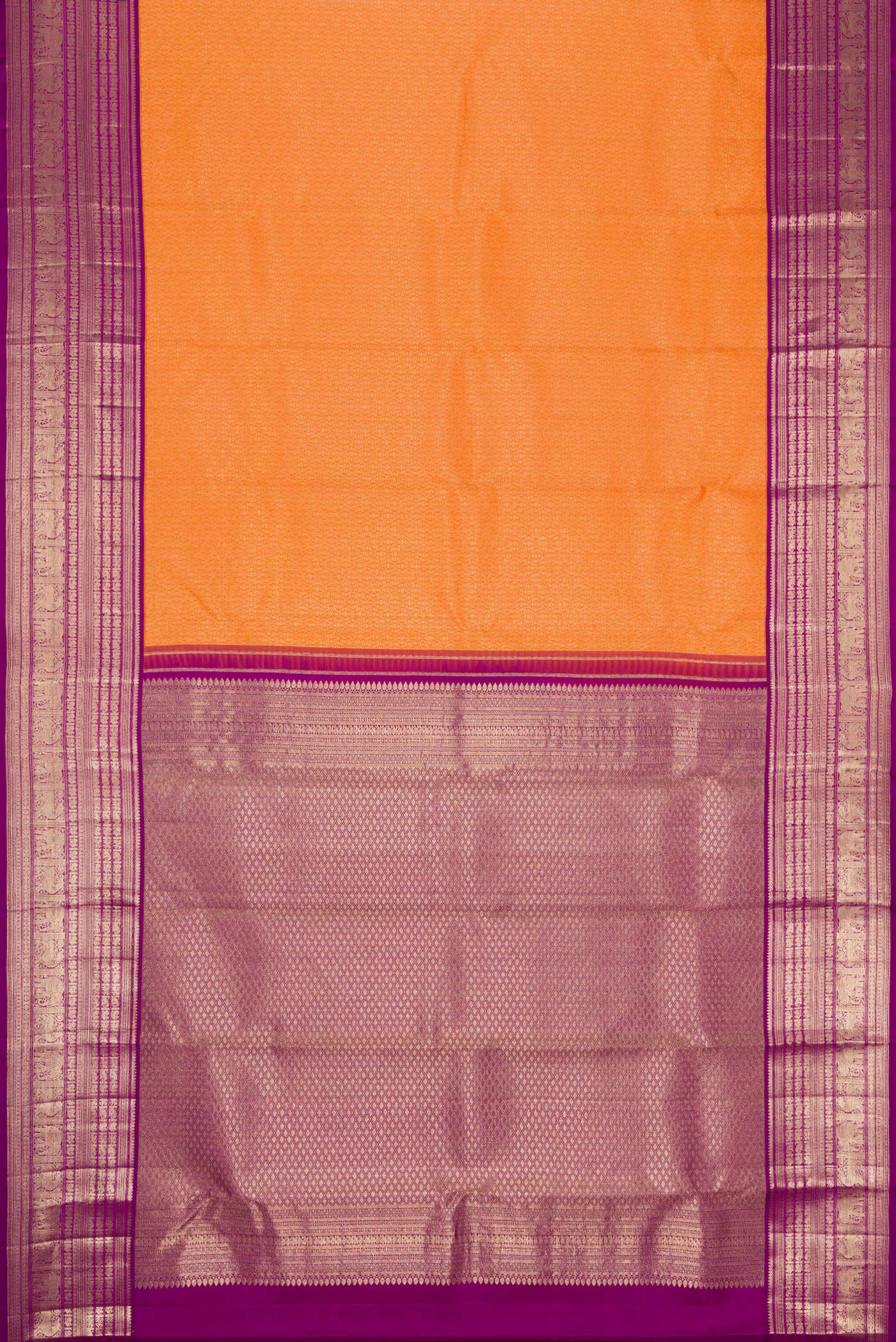 Orange Kanchipuram Silk Saree - Image 6