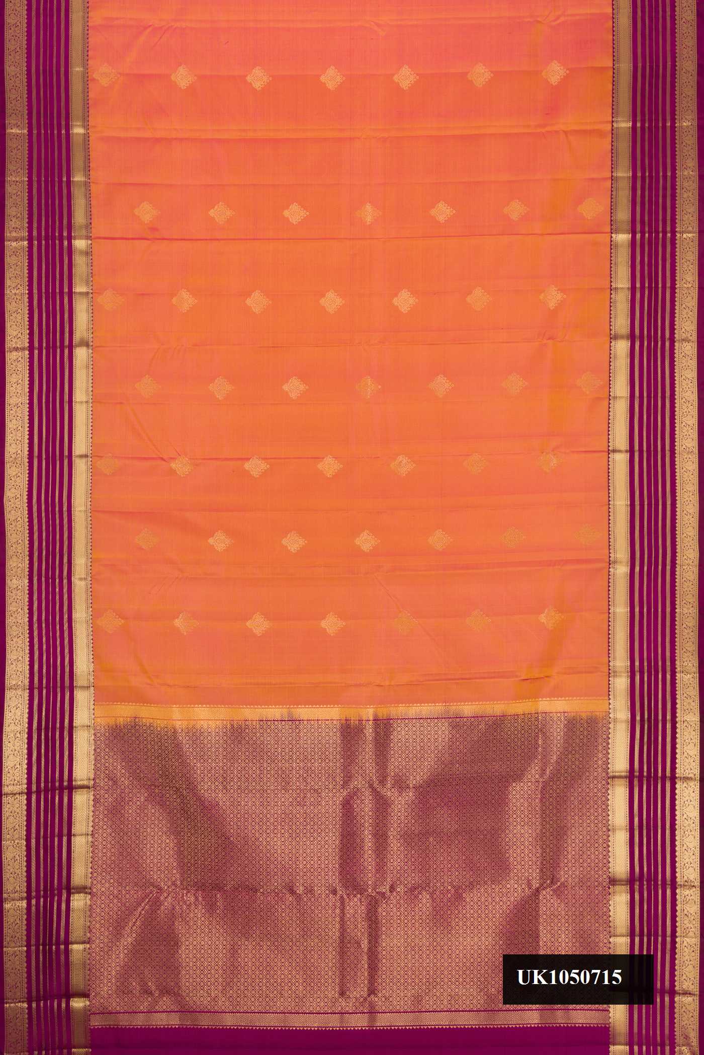Orange Dual Tone Kanchipuram Silk Saree