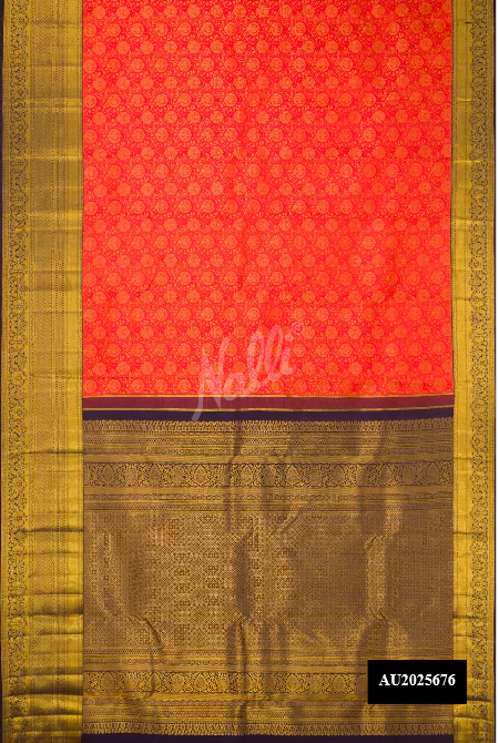 Orange Dual Tone Kanchipuram Silk Saree