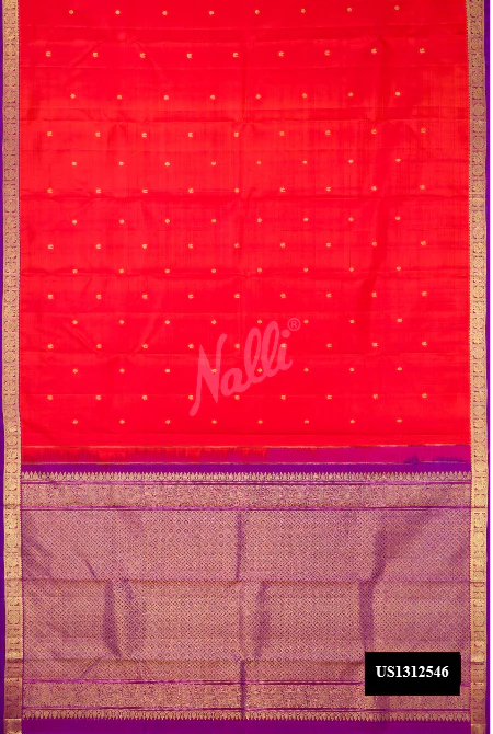Orange Dual Tone Kanchipuram Silk Saree