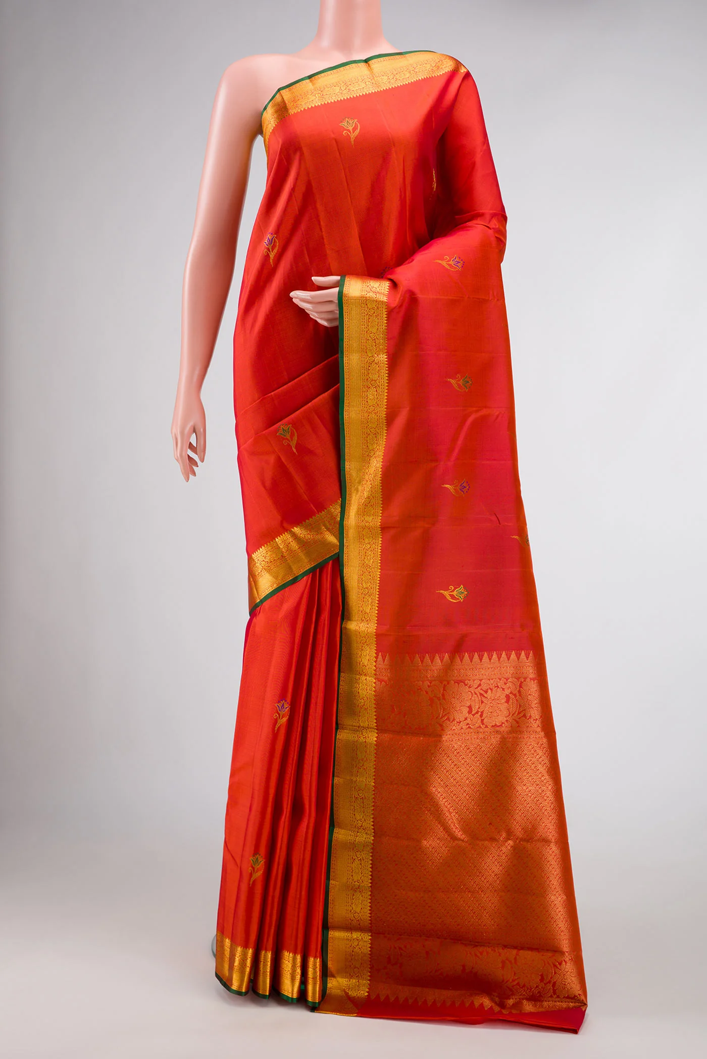 Orange Kanchipuram Silk Saree