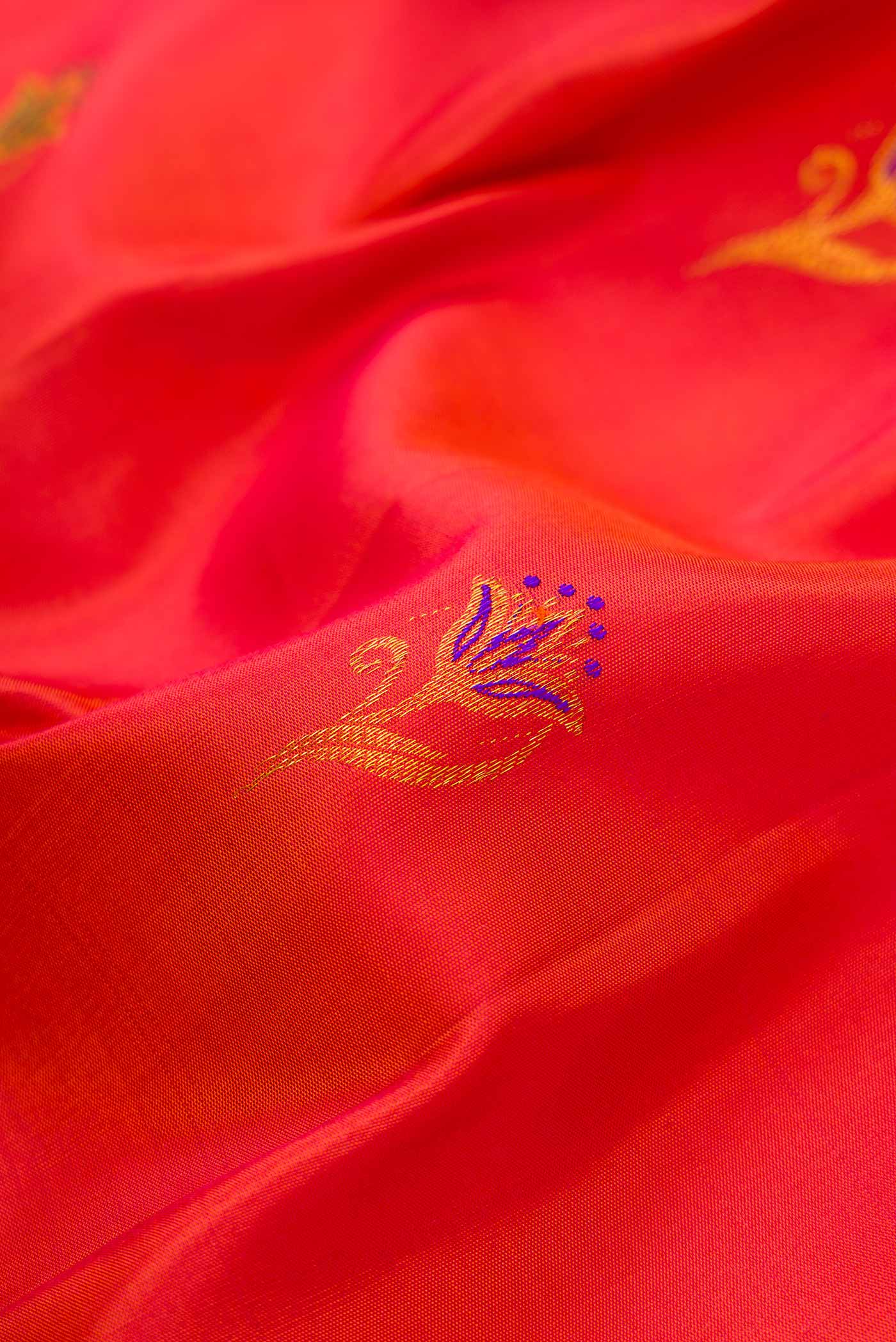 Orange Kanchipuram Silk Saree - Image 2