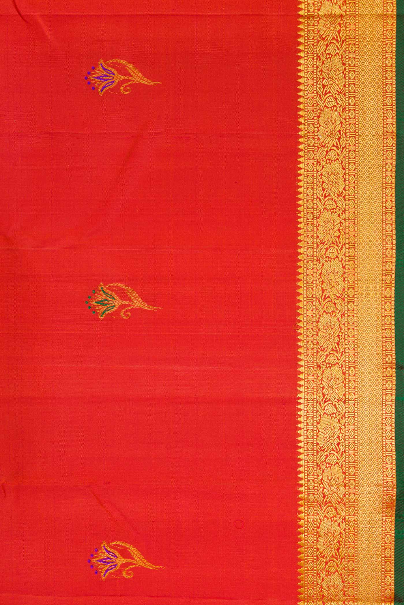 Orange Kanchipuram Silk Saree - Image 3