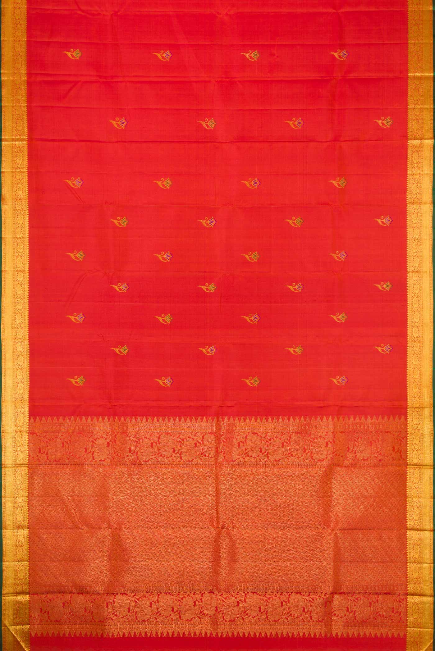 Orange Kanchipuram Silk Saree - Image 6