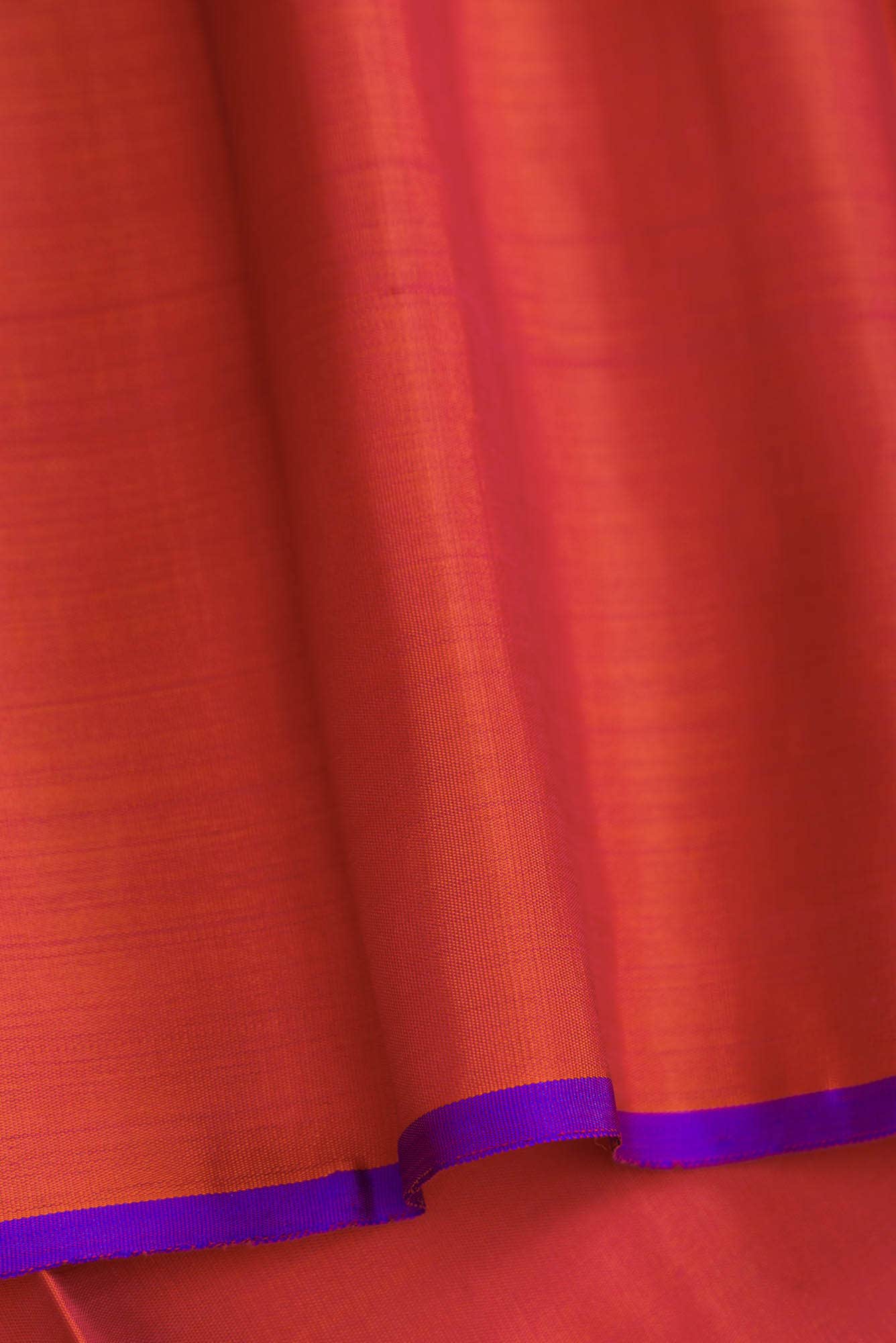 Pure Silk Pure Zari Orange Dual Tone Kanjivaram Saree - Image 6