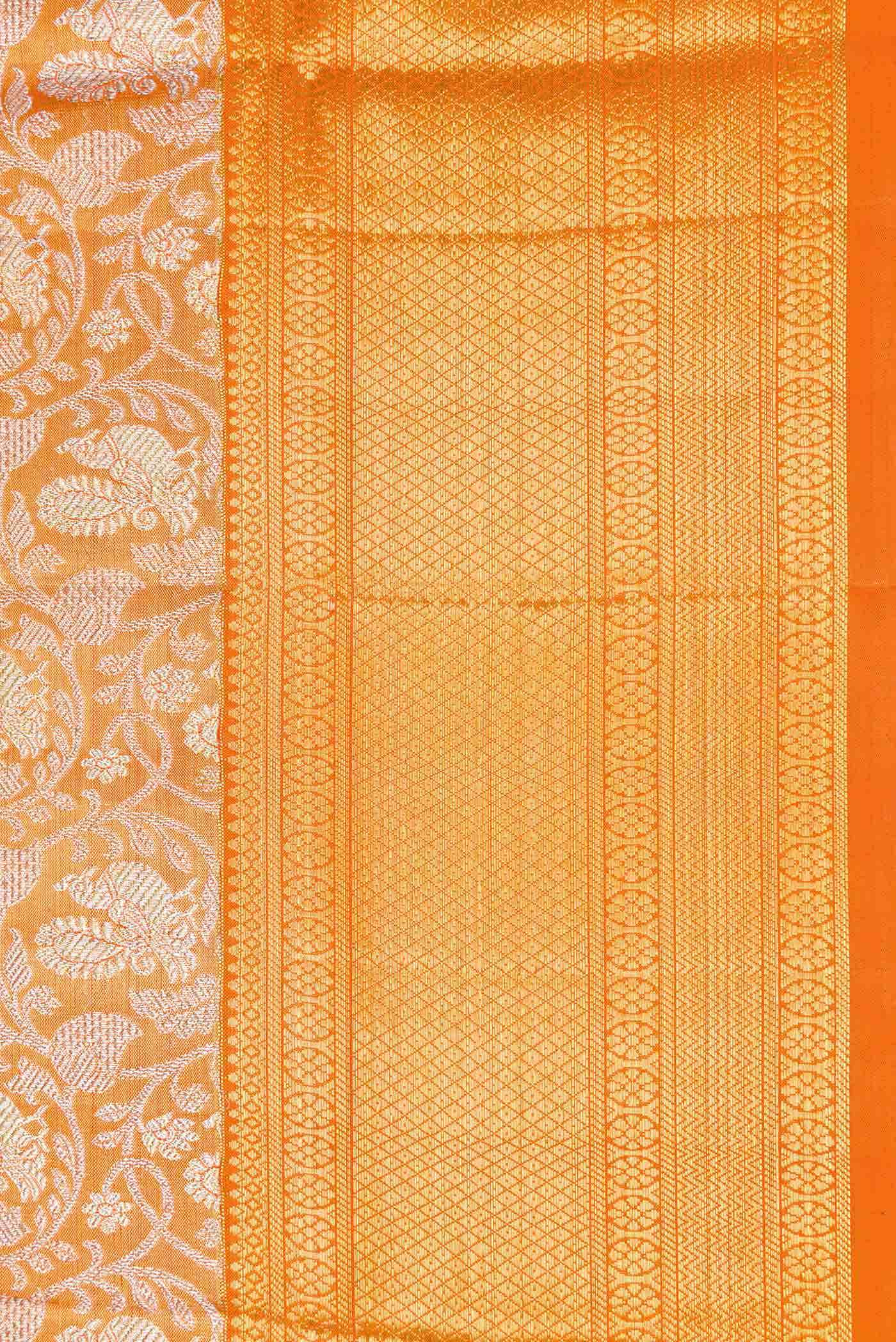 Orange Dual Tone Kanchipuram Tissue Silk Saree - Image 6