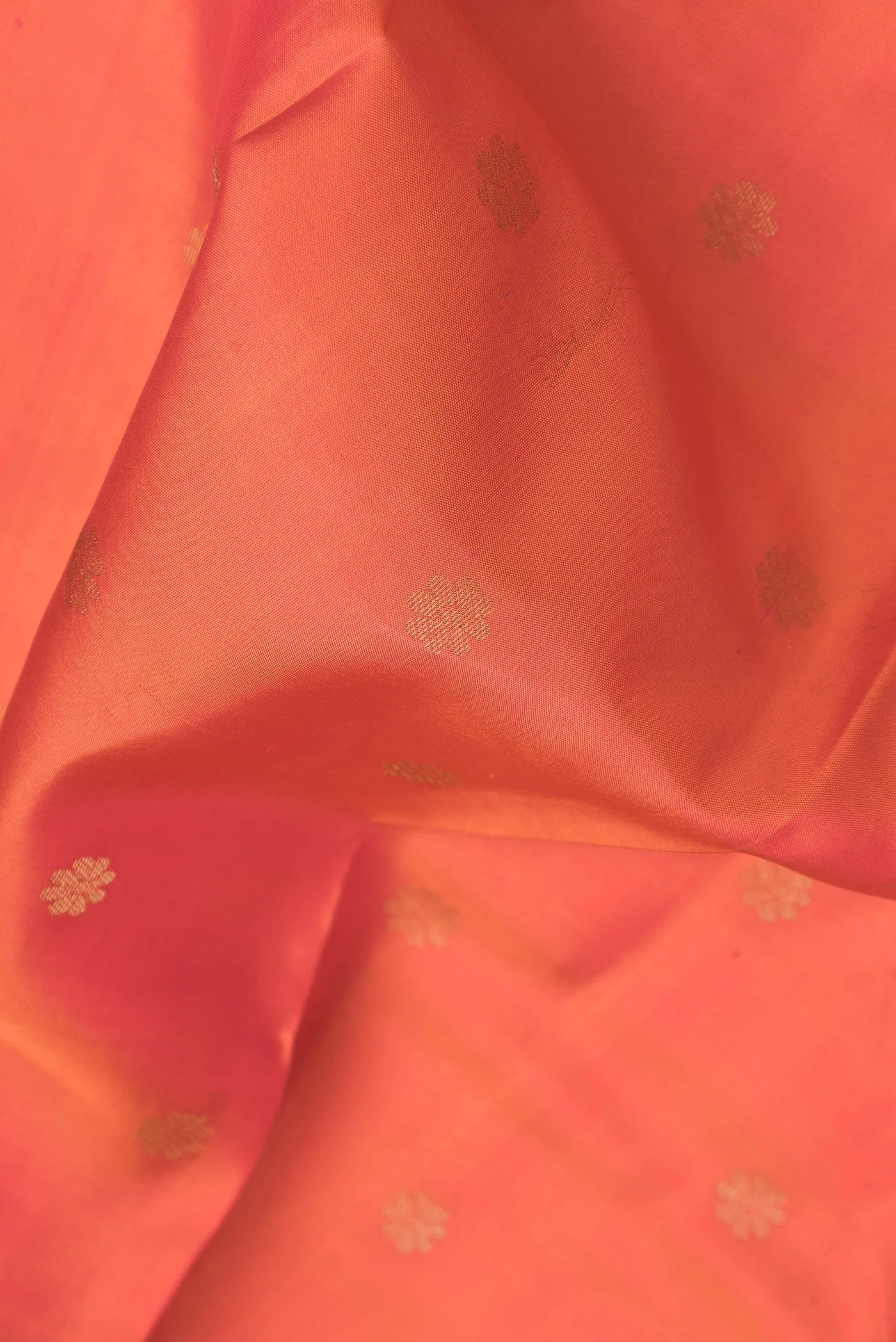 Orange Dual Tone Kanjivaram Silk Saree - Image 2